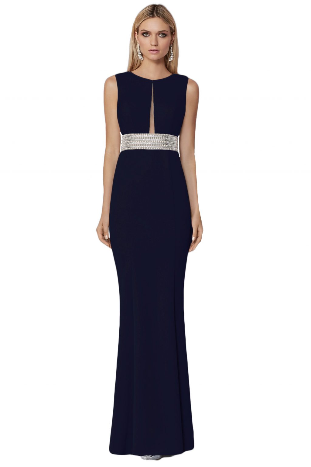Full length dress with pearl waistband. 70696 - Catherines of Partick