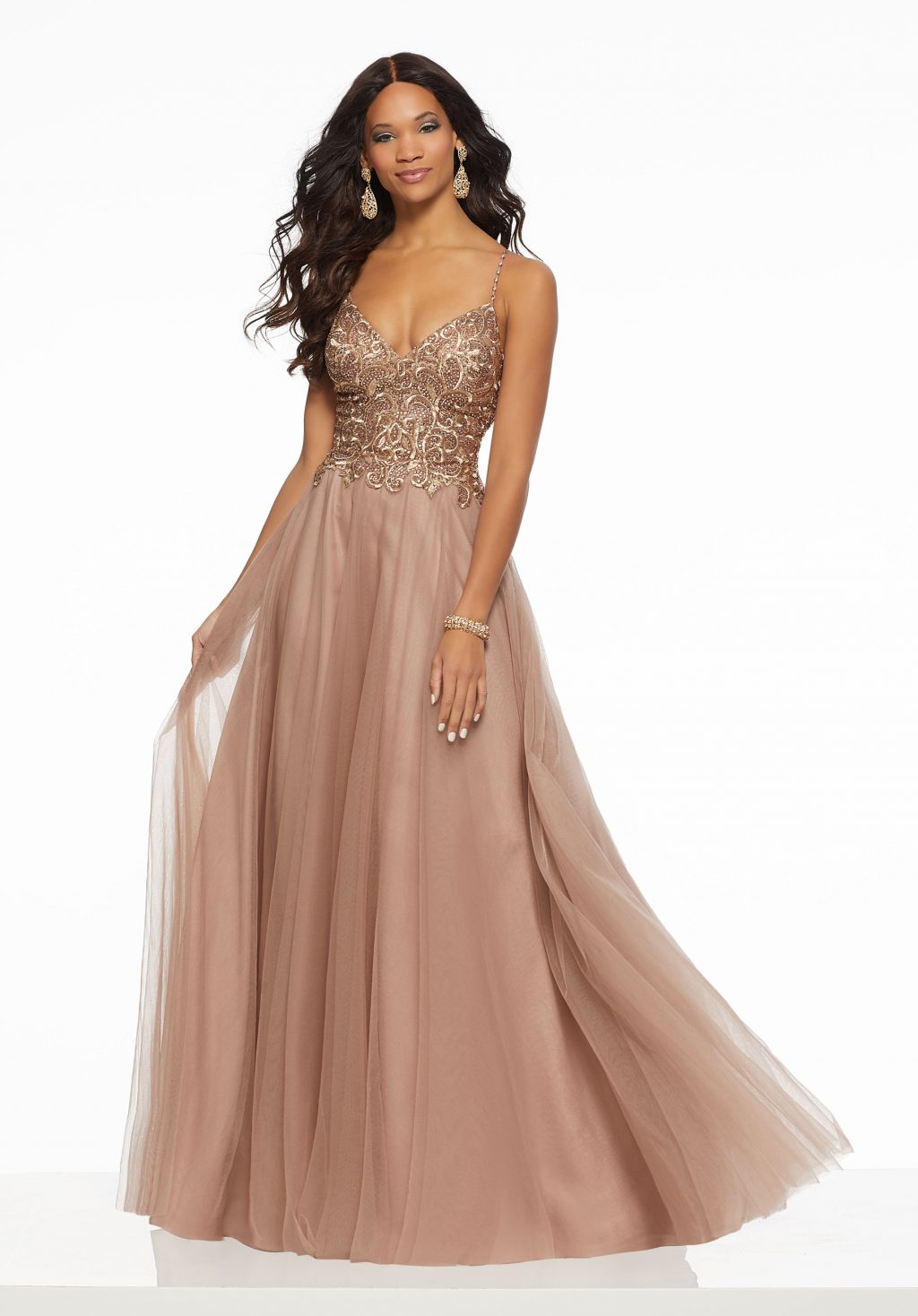 Morilee taupe full skirted  size 12