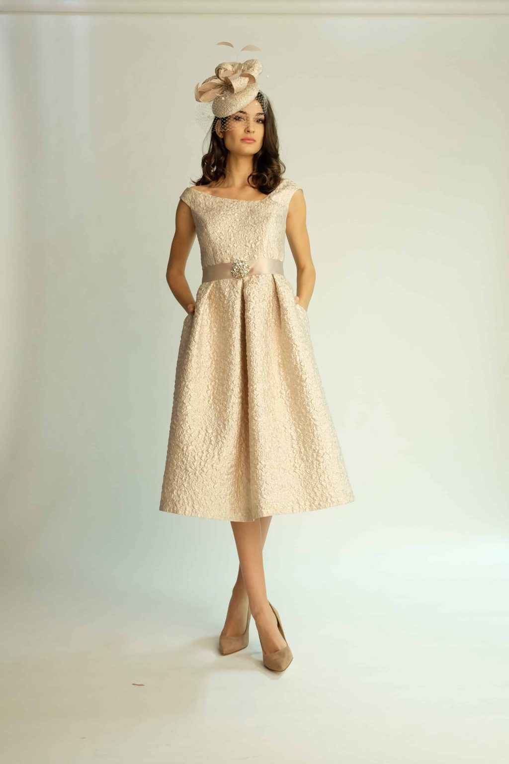 Knee length full skirted dress with matching jacket.  3535-3533 - Image 4