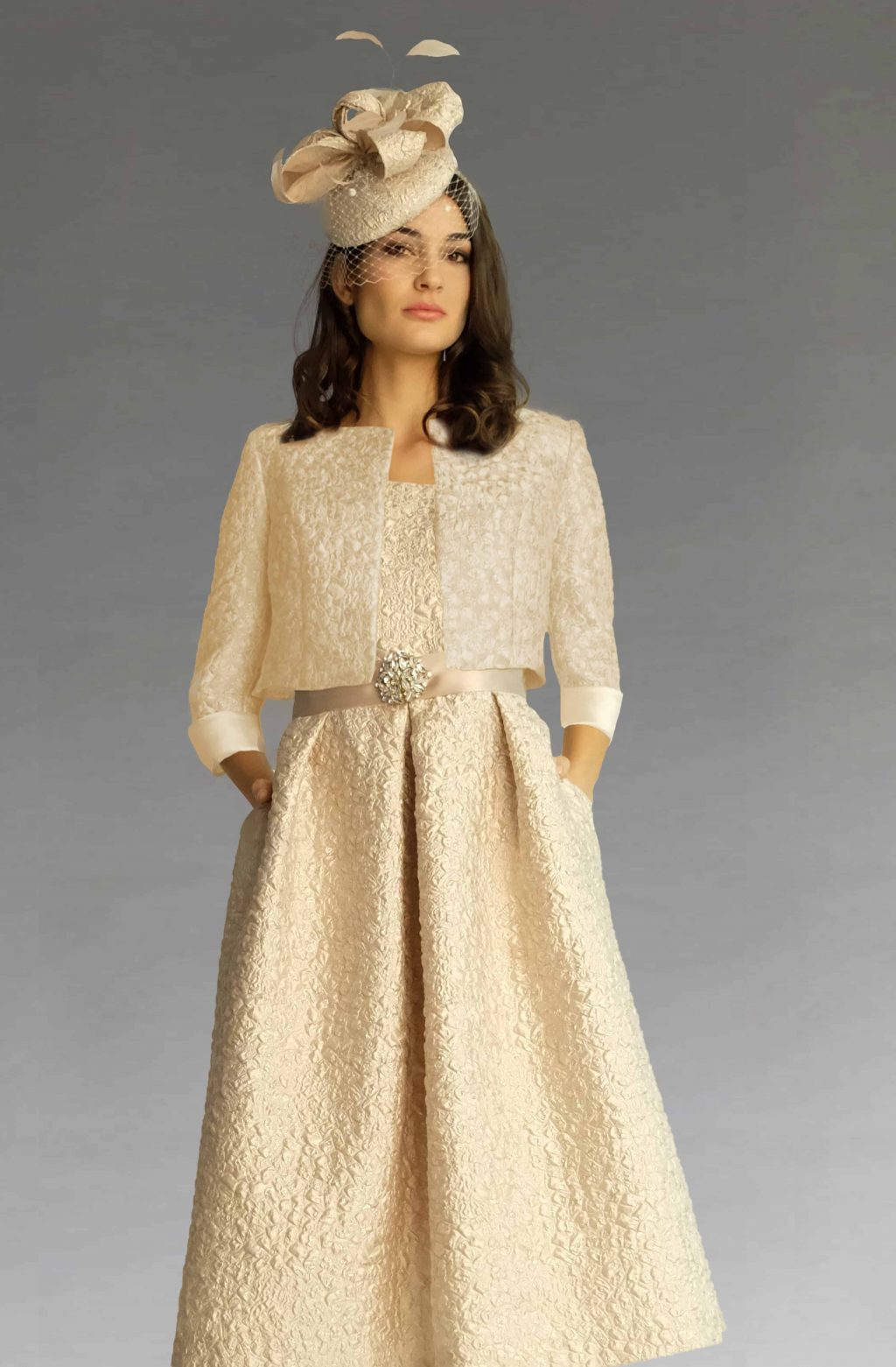Knee length full skirted dress with matching jacket.  3535-3533 - Image 2