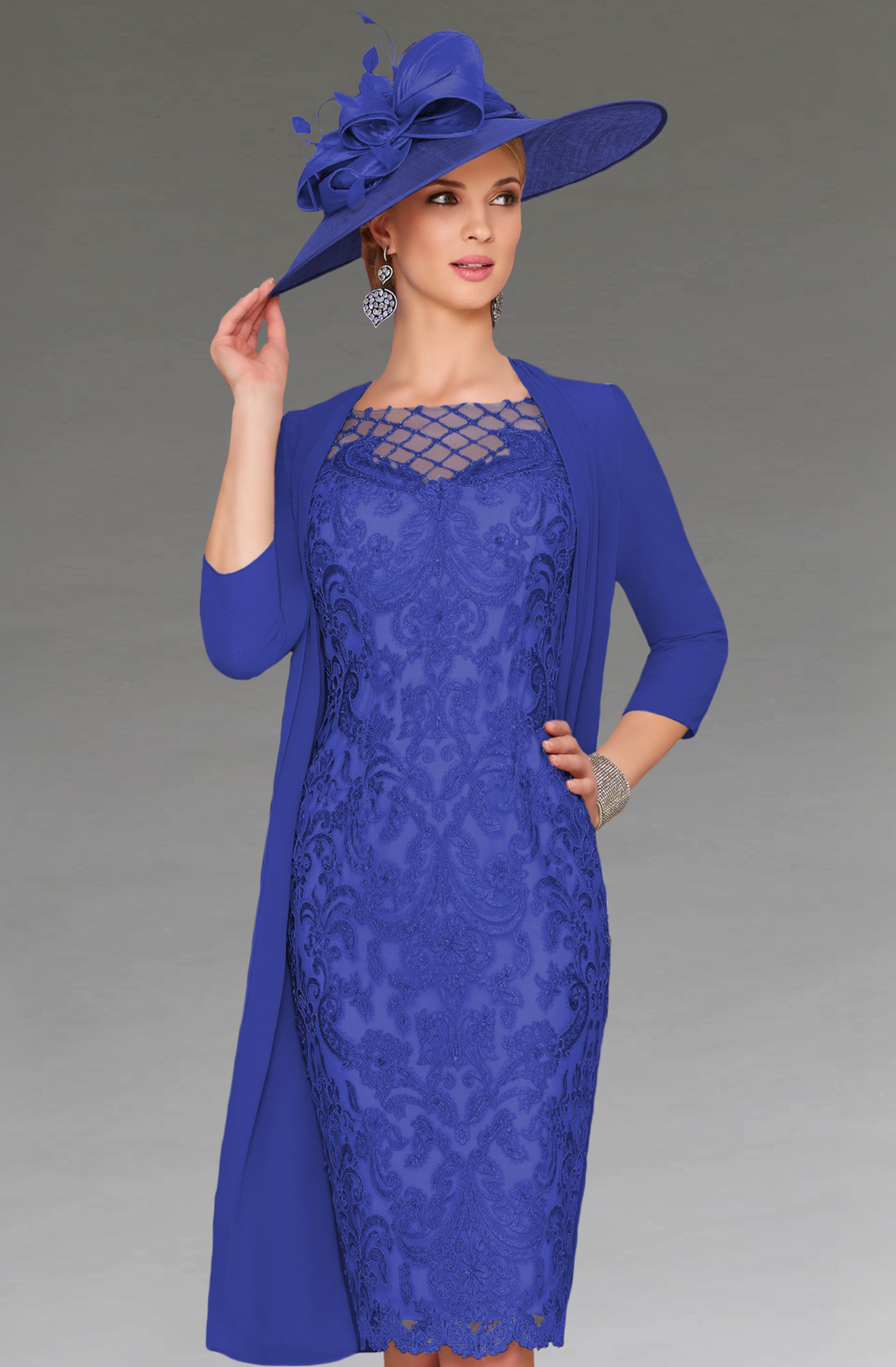 Short fitted lace dress with matching chiffon coat. 008878 - Catherines ...