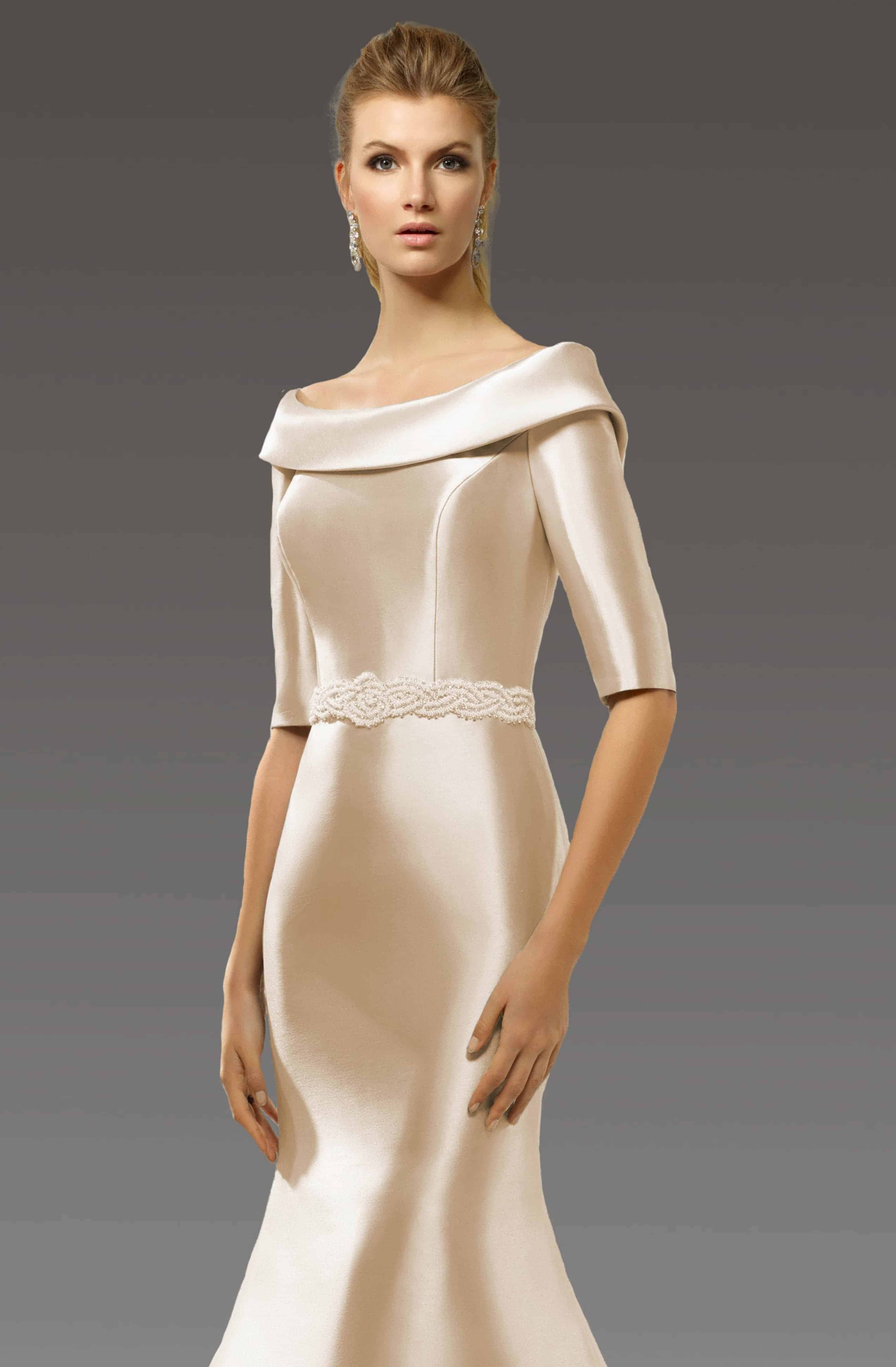 Long fitted dress with sleeves. 008790L - Catherines of Partick