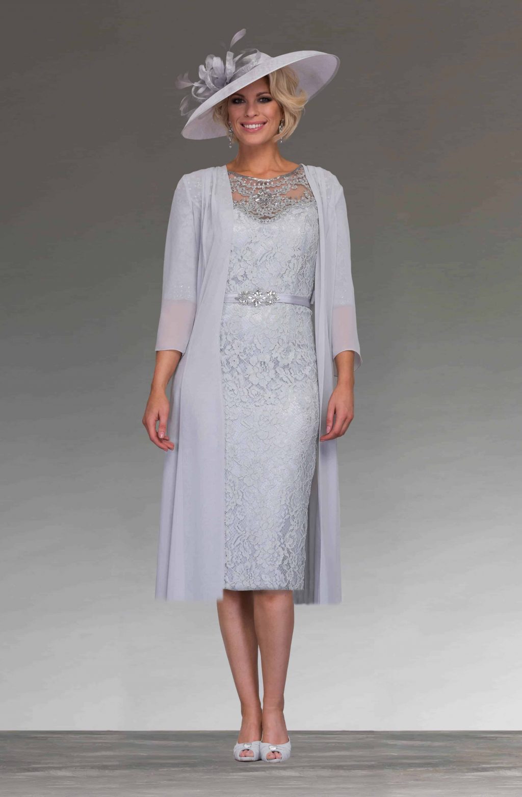 Short fitted lace dress with chiffon coat.  991216 size 22 - Image 2