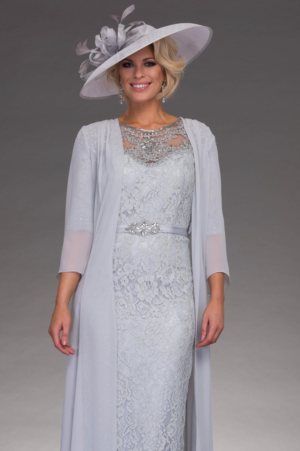 Full length lace dress with chiffon coat. 991216L size 14