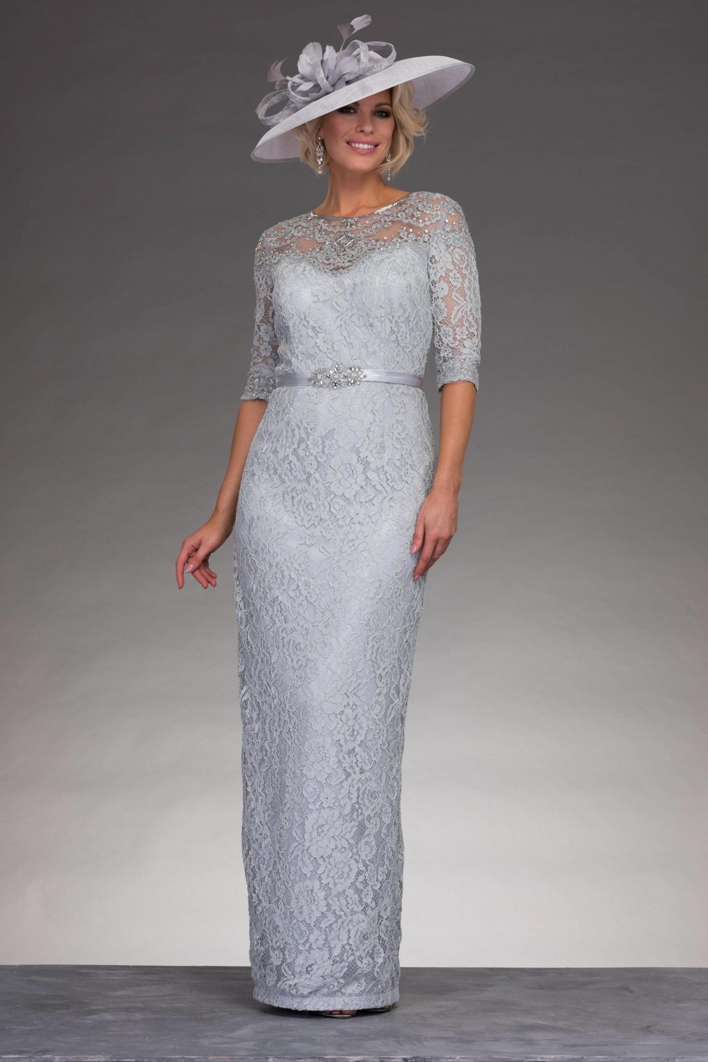 Full length lace dress with chiffon coat. 991216L size 14 - Image 3