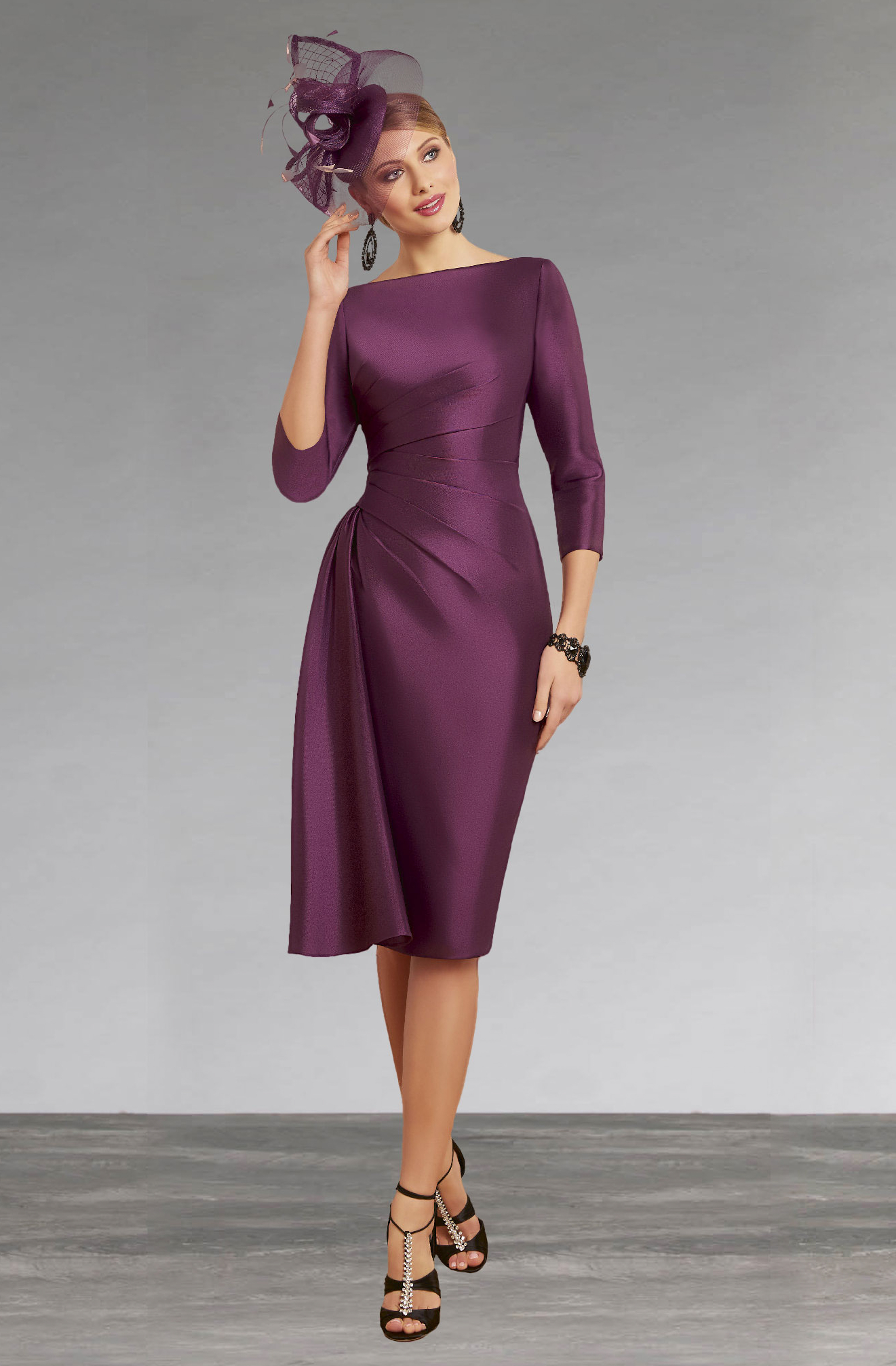 Short fitted dress with sleeves. 008538 Catherines of Partick