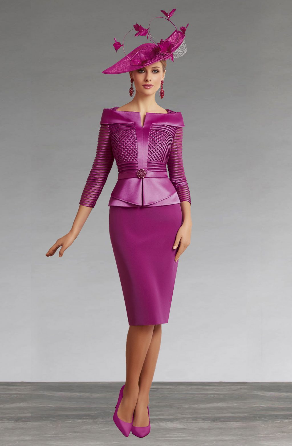 Short fitted dress with peplum. 008529 - Catherines of Partick