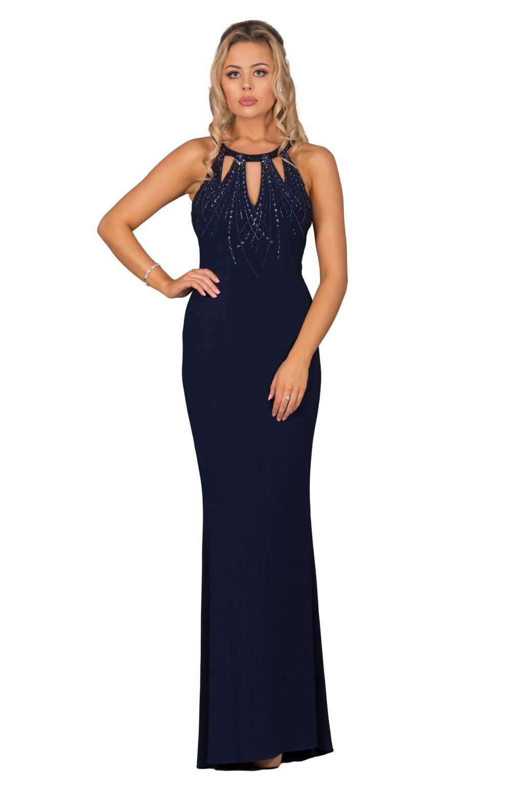 Full length jersey dress with diamante details. AF81698 - Catherines of ...