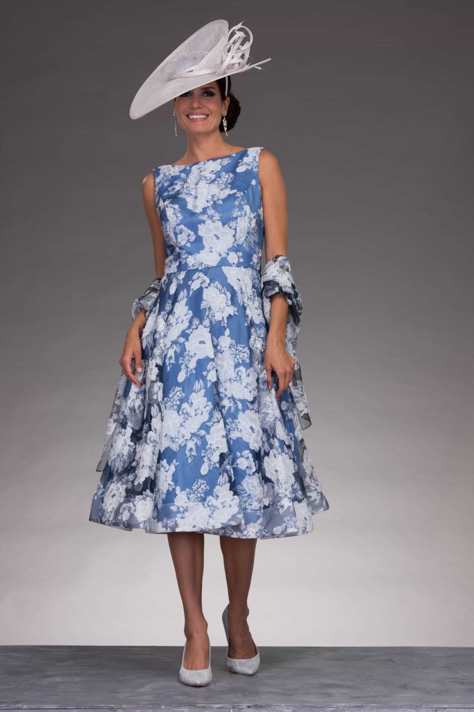 Short fitted dress with full skirt. VO9506 - Catherines of Partick