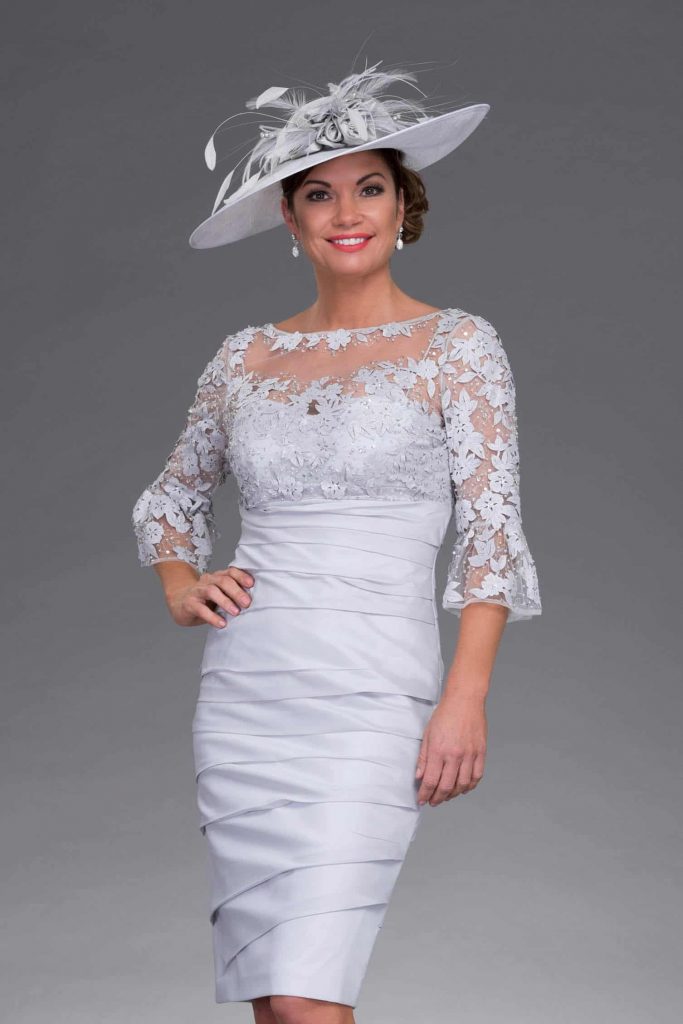 Irresistible Short dress with lace sleeves: IR7991 - Catherines of Partick