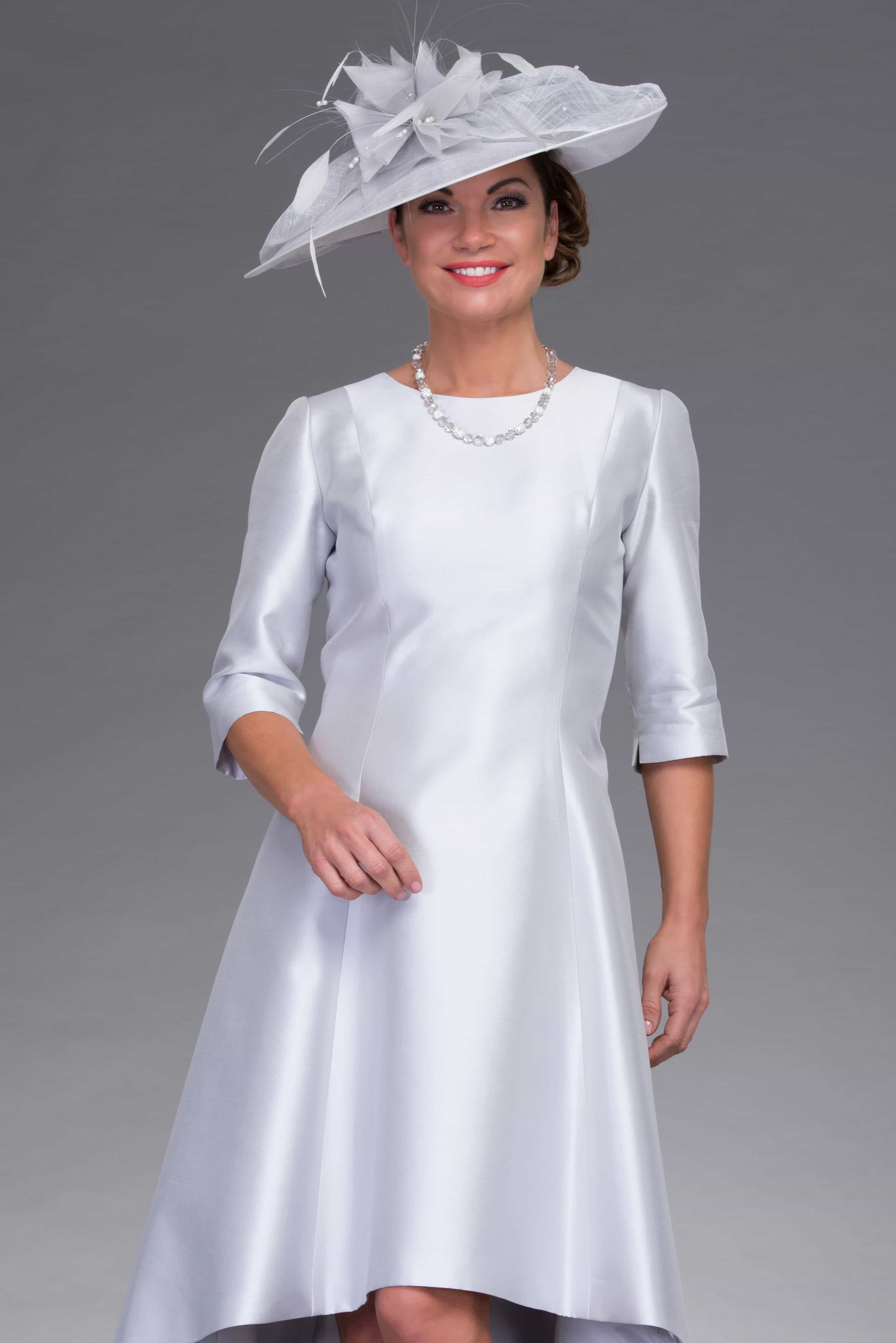 Dipped hem dress with sleeves. 82871-V - Catherines of Partick