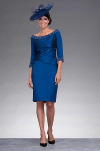 Short Fitted Ruched Dress with Illusion Sleeves. Irresistible IRIS880 -  Catherines of Partick