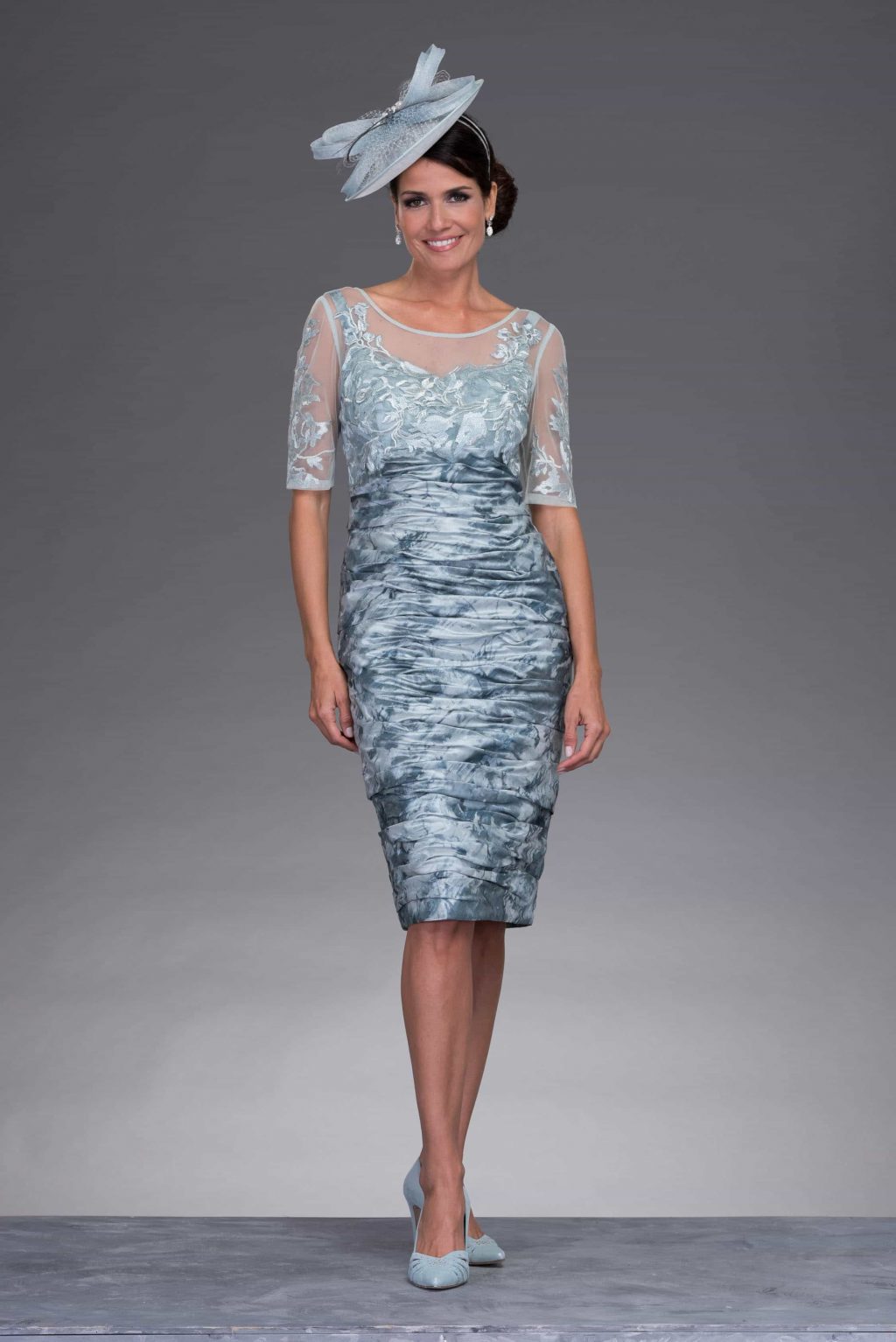 Short ruched dress with matching jacket: ISA935 Size 16 - Image 3
