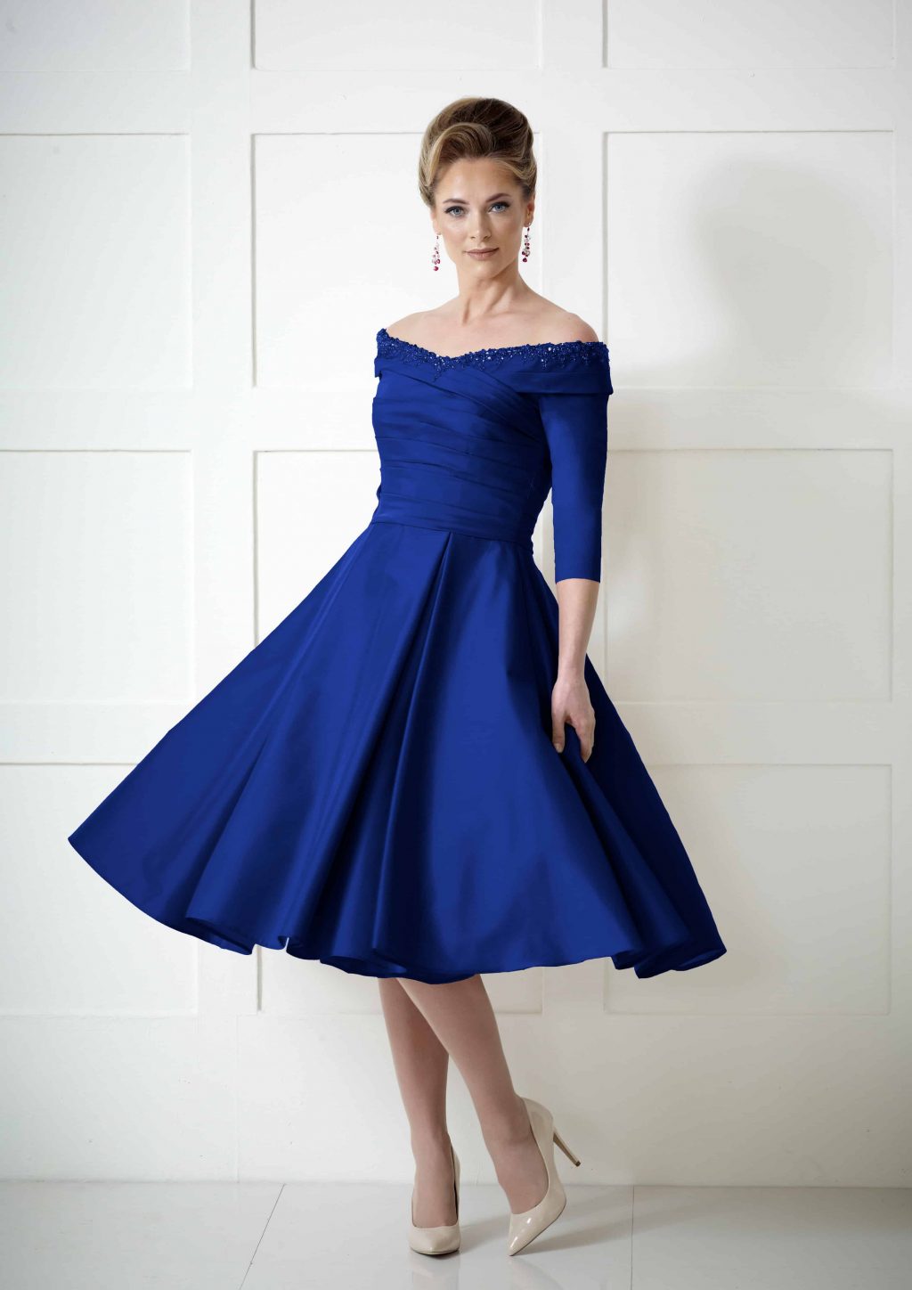 Short bardot style dress with sleeves.  IR6970 - Image 2