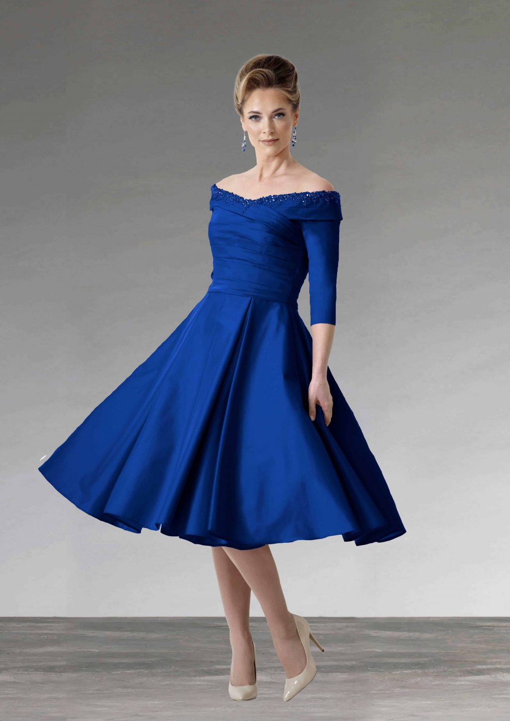 Short bardot style dress with sleeves.  IR6970 - Image 5
