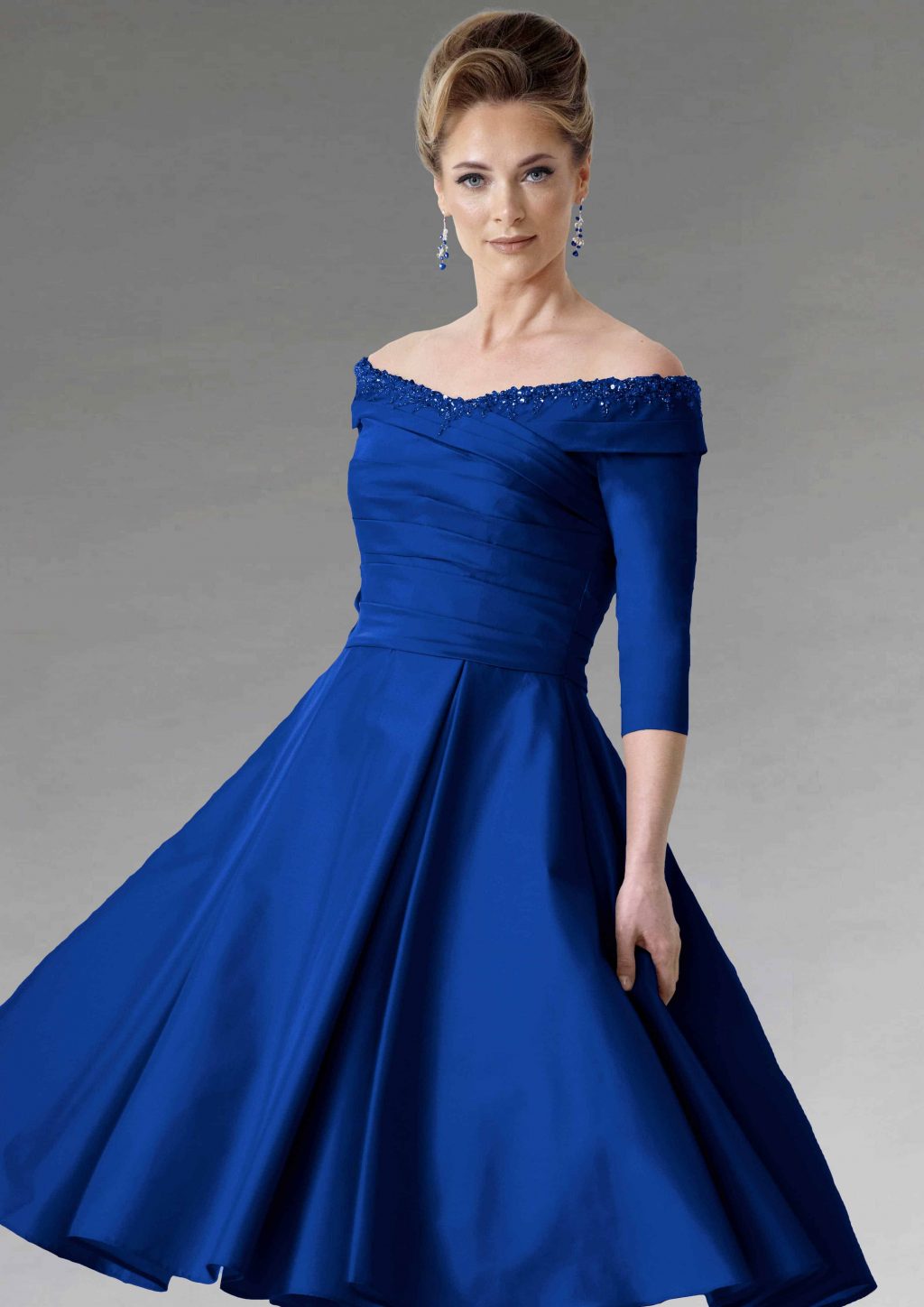 Short bardot style dress with sleeves.  IR6970