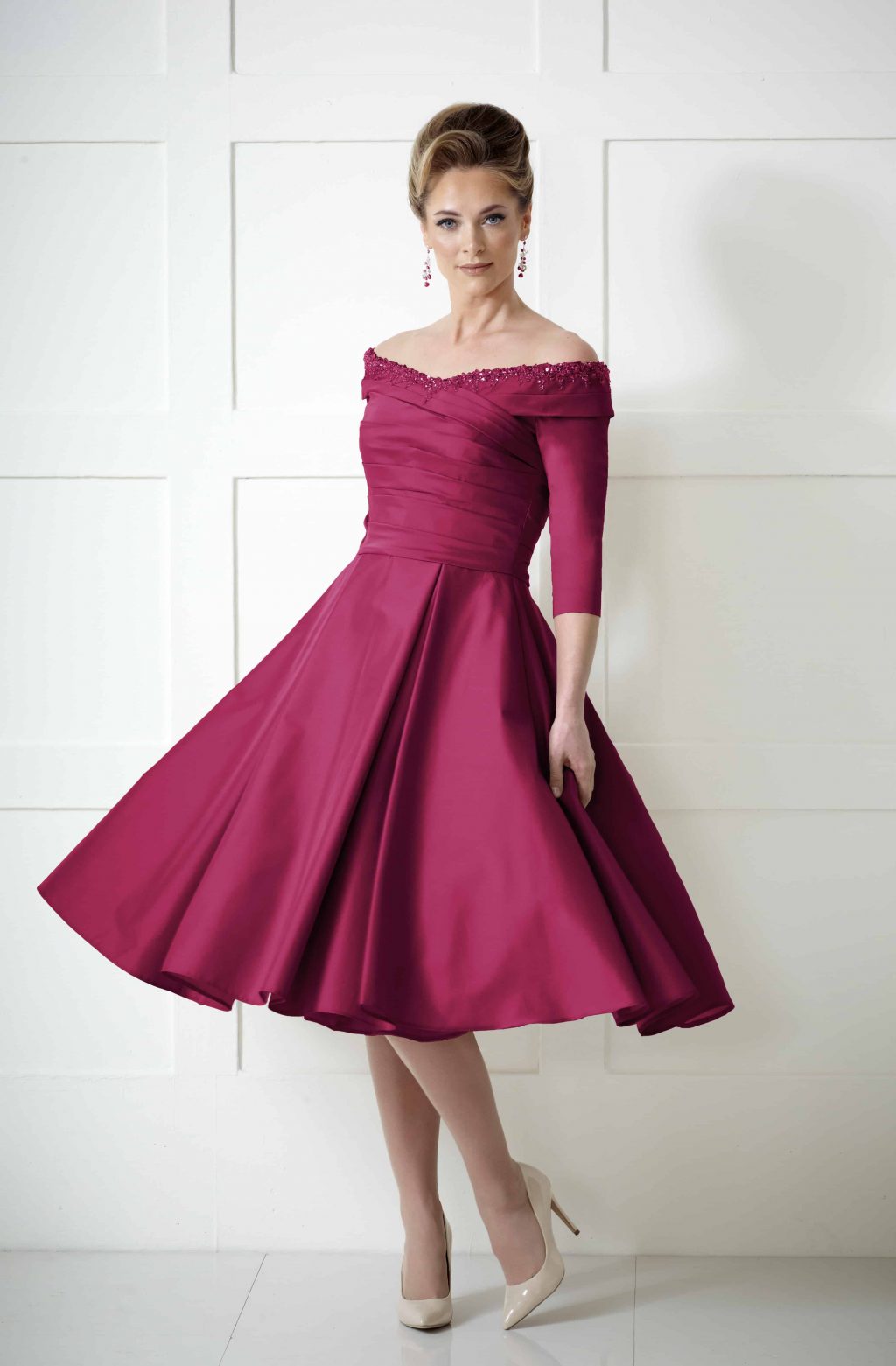 Short bardot style dress with sleeves.  IR6970 - Image 4