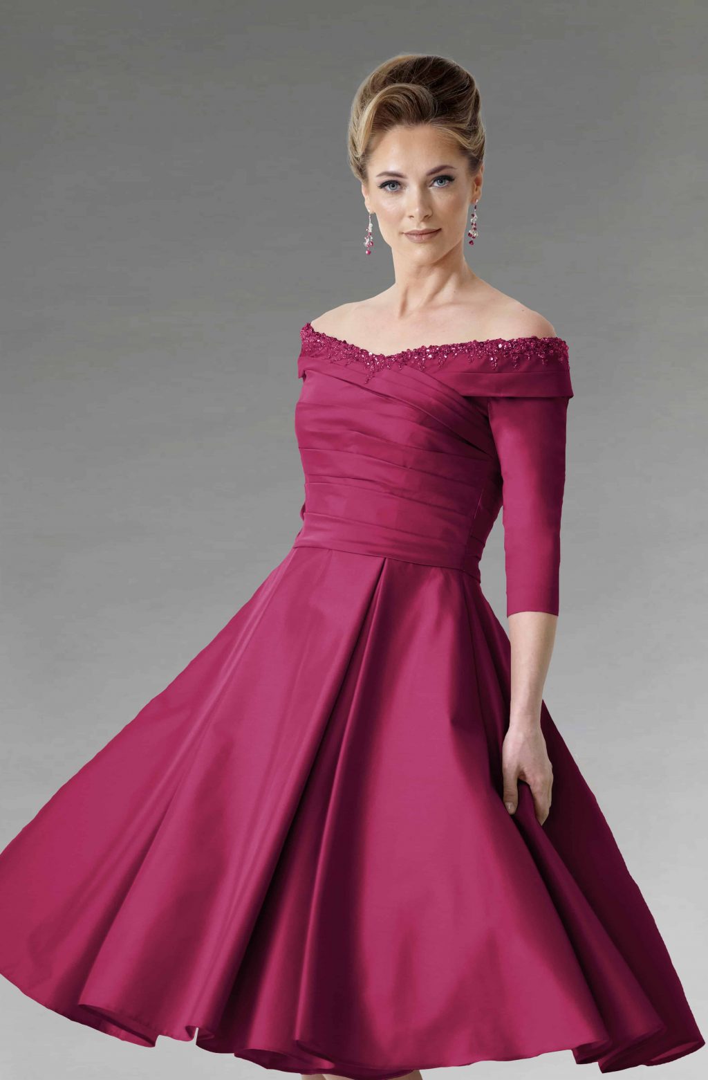 Short bardot style dress with sleeves.  IR6970 - Image 3