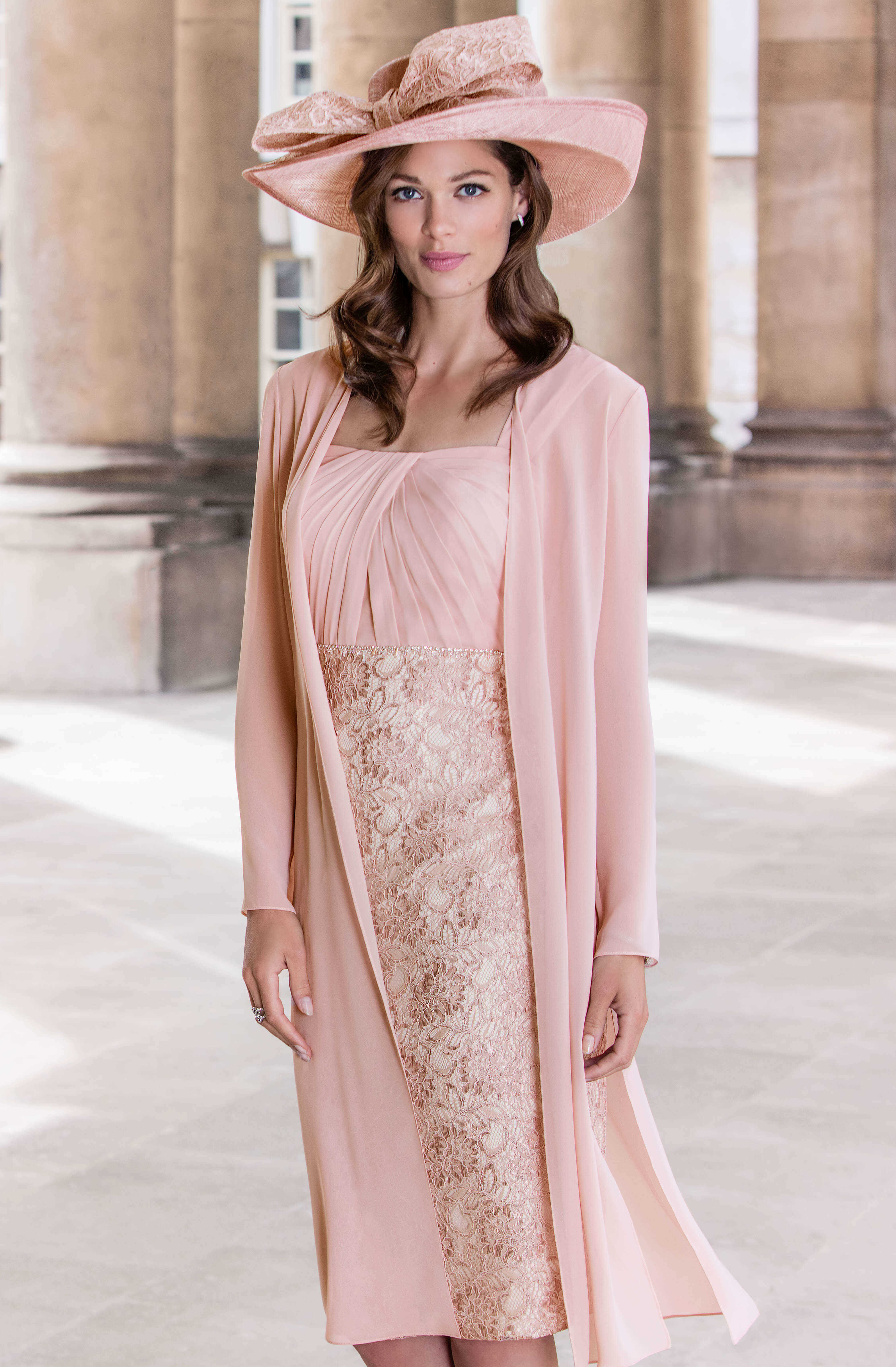 Short Fitted Dress With Matching Chiffon Coat 73750A Catherines Of Partick