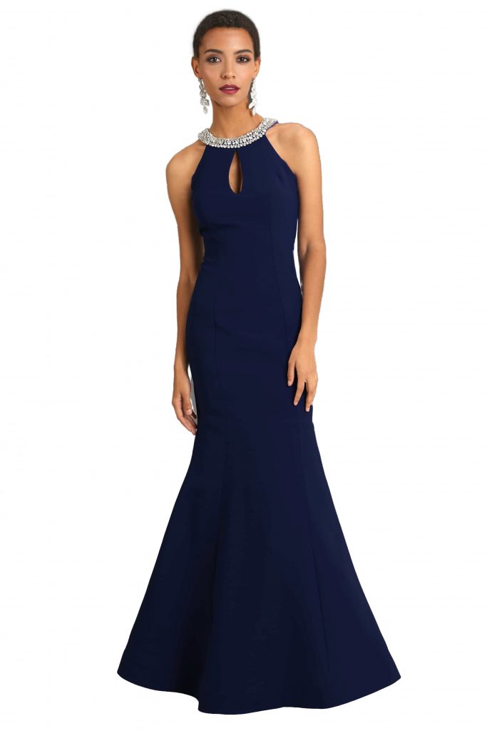 Full length dress with key hole back: Mariella 7495 sizes 10, 14 ...