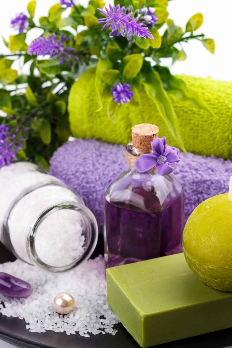 Spa products including soap, salt, and essential oils at Catherines of Partick.