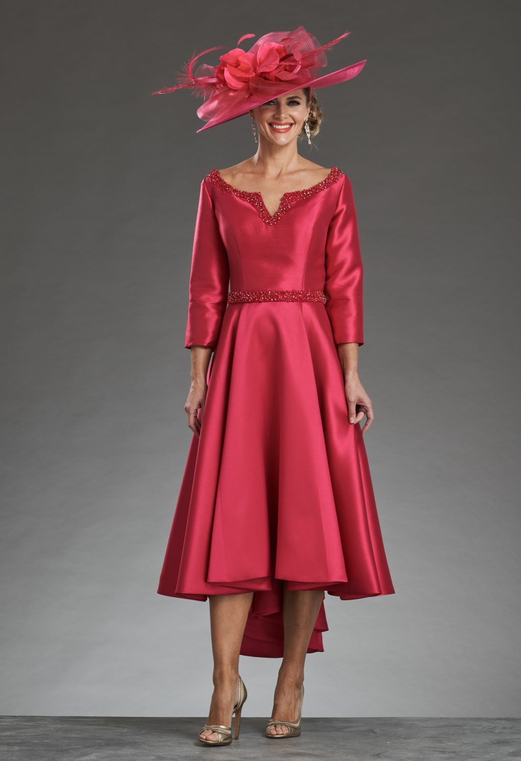 Full skirted dress with wide neckline. HM843211 French Grey size 22 - Image 3