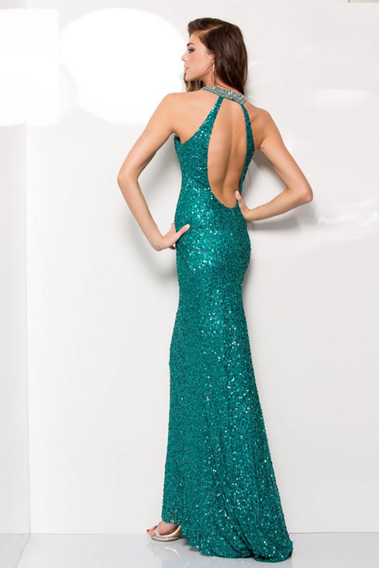 Long beaded dress with peep hole 51555 size 4 - Catherines of Partick