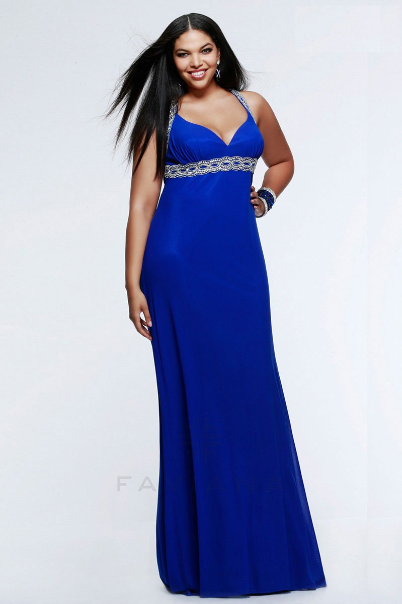 Long jersey evening gown with bead detail 9351 size 24 - Catherines of ...