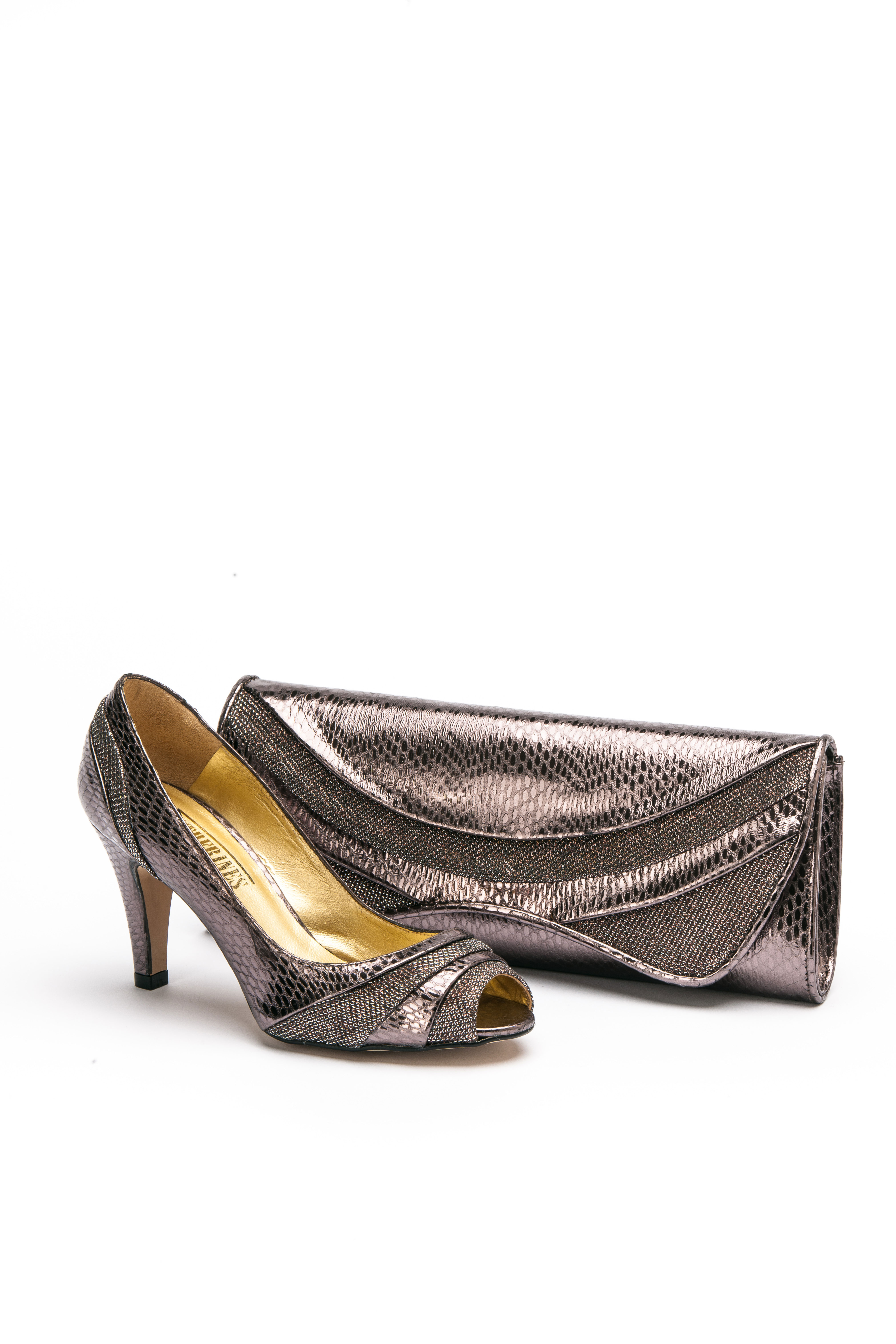pewter shoes and matching bag