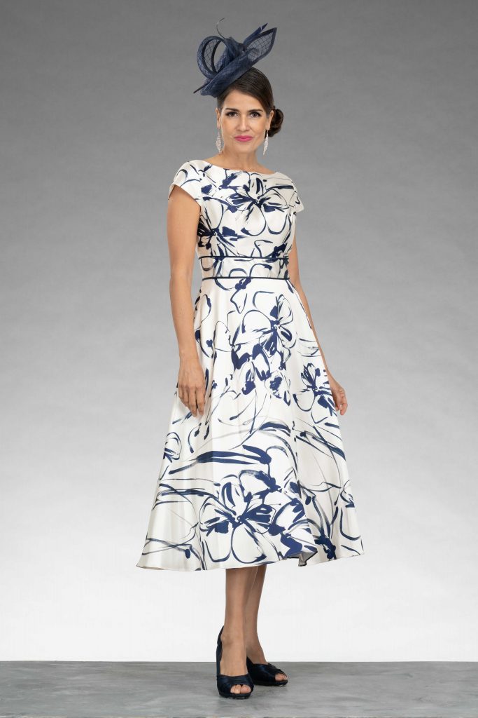 Full skirted dress with capped sleeve. 008489 - Catherines of Partick