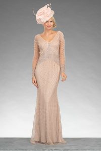 long sleeve hand beaded mother of the bride dress reviews Full length with sleeves. HF274 delicate beading—perfect for the