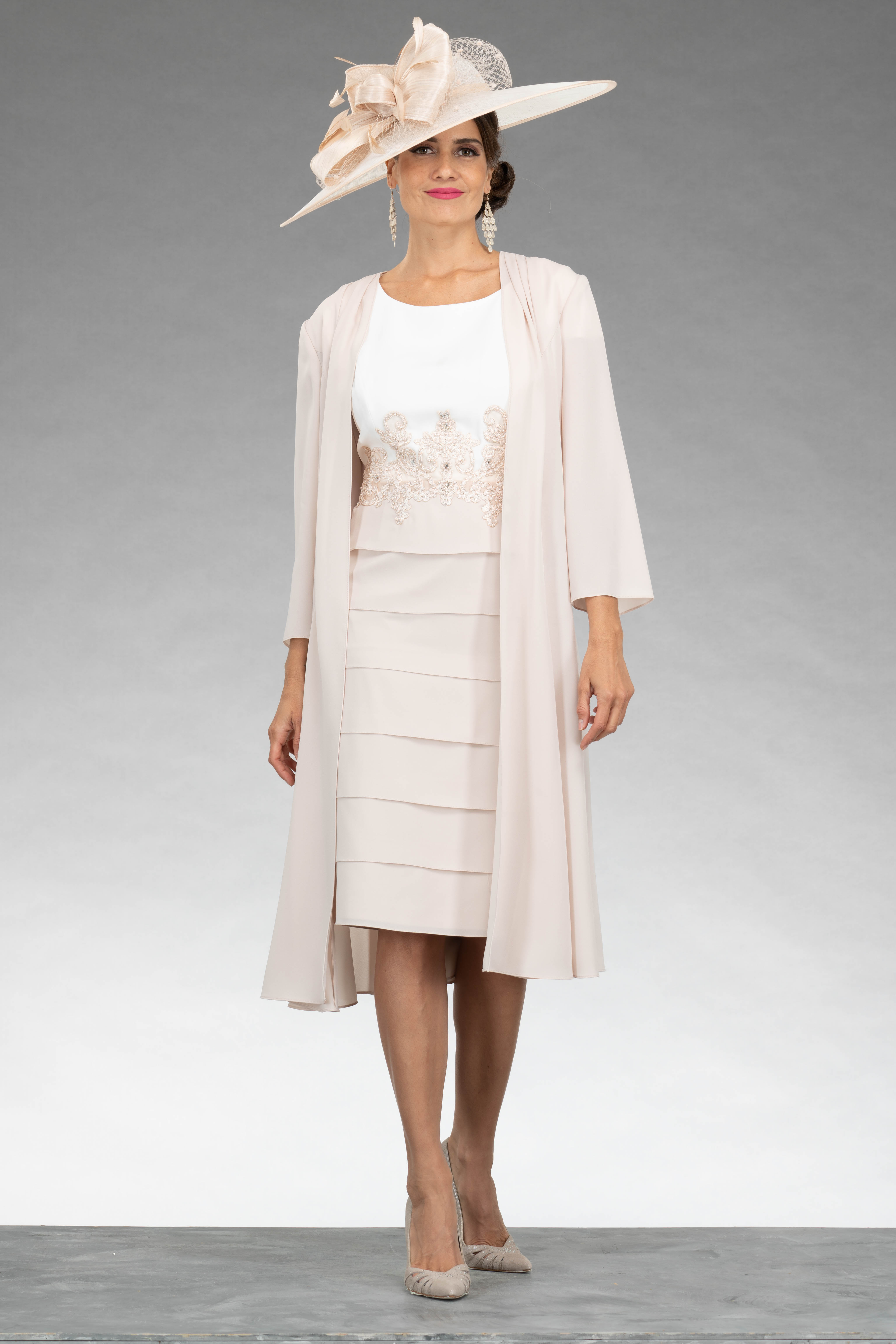 Short fitted dress with chiffon coat. 008502 - Catherines of Partick