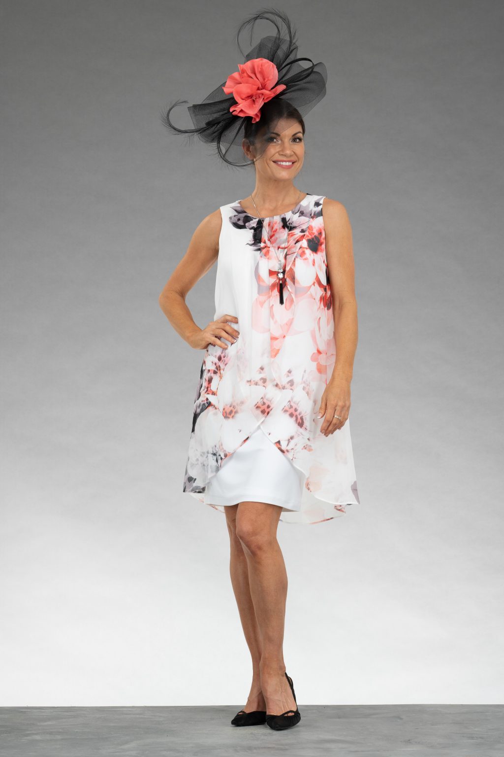 Short fitted dress with chiffon overlay.  791684 - Image 2