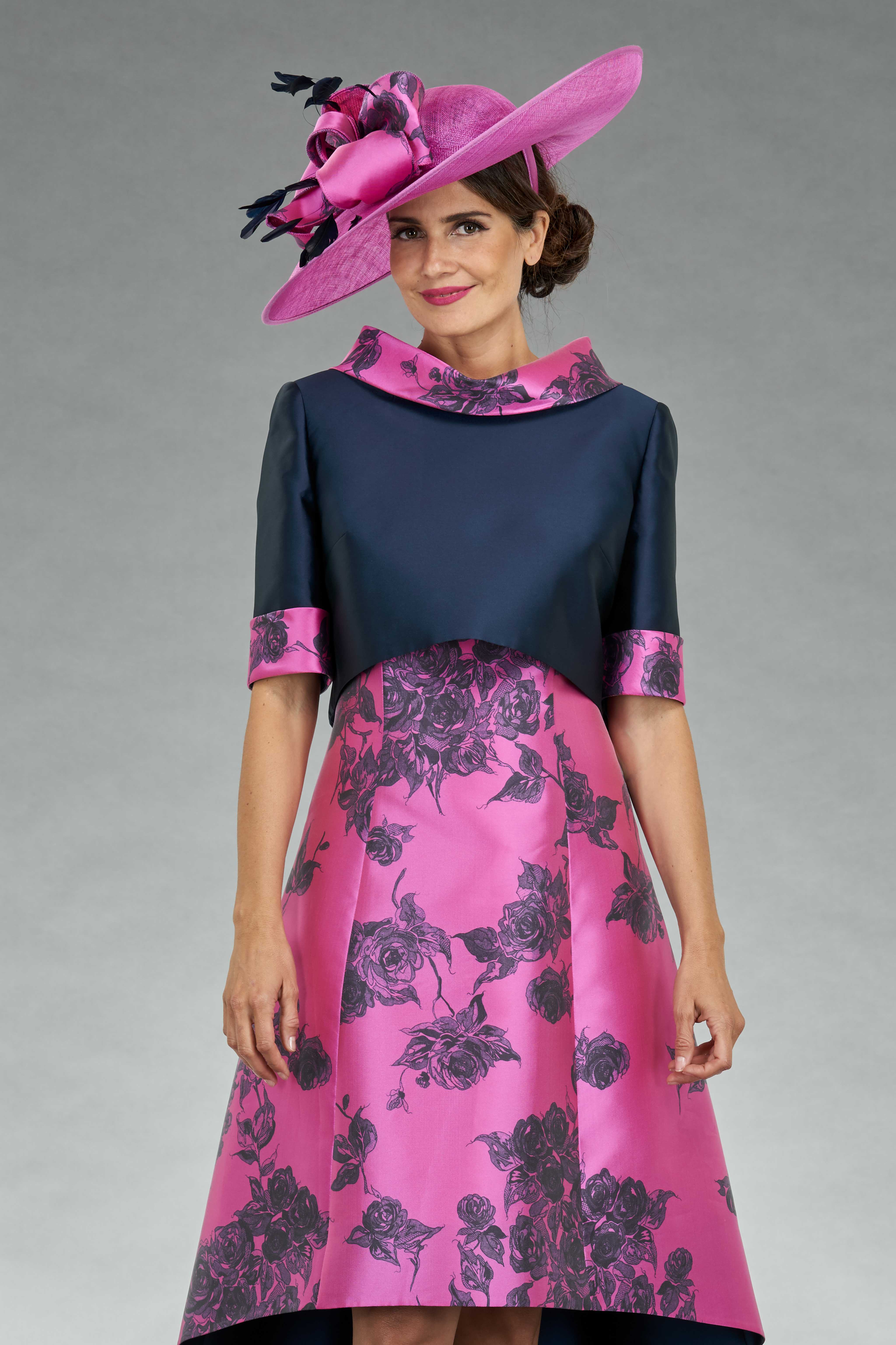 Short dipped hem dress with matching jacket. 3509 - Catherines of Partick