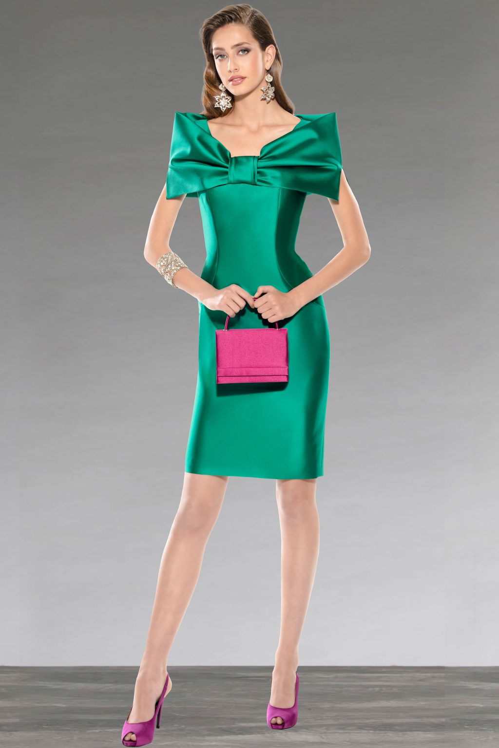 Short Fitted Dress With Bow Detail. 3666 - Image 4