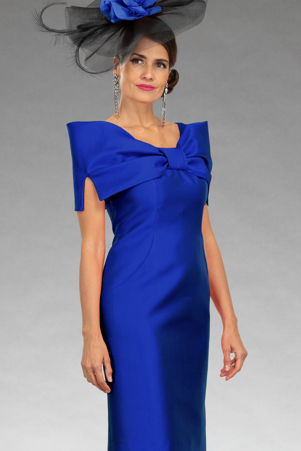 Short fitted dress with feature neckline.  3666