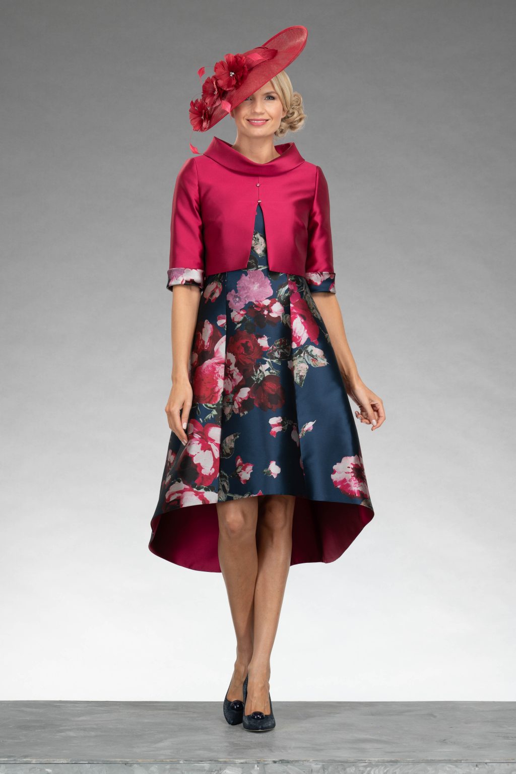 Dipped hem dress with matching jacket.  3054 - Image 2