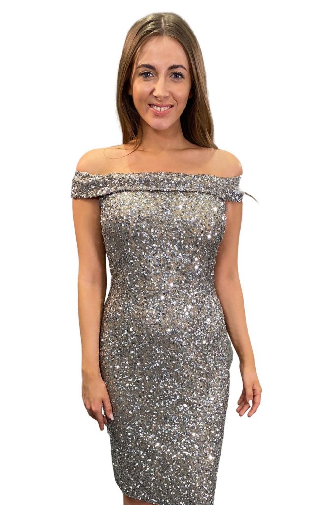 Sequin sales bardot dress