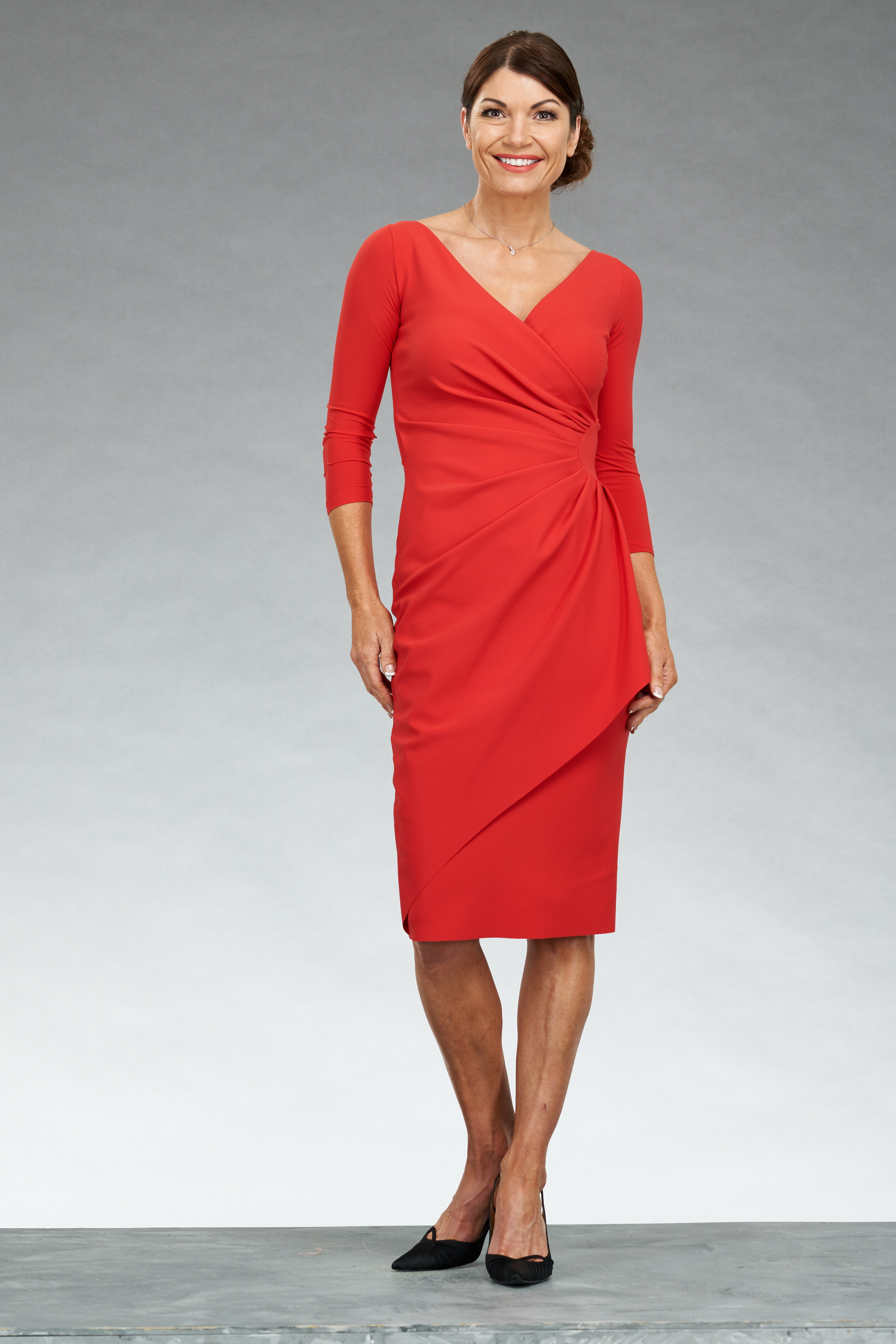 Short Fitted Dress With Ruched Detailing. Oxygen - Catherines of