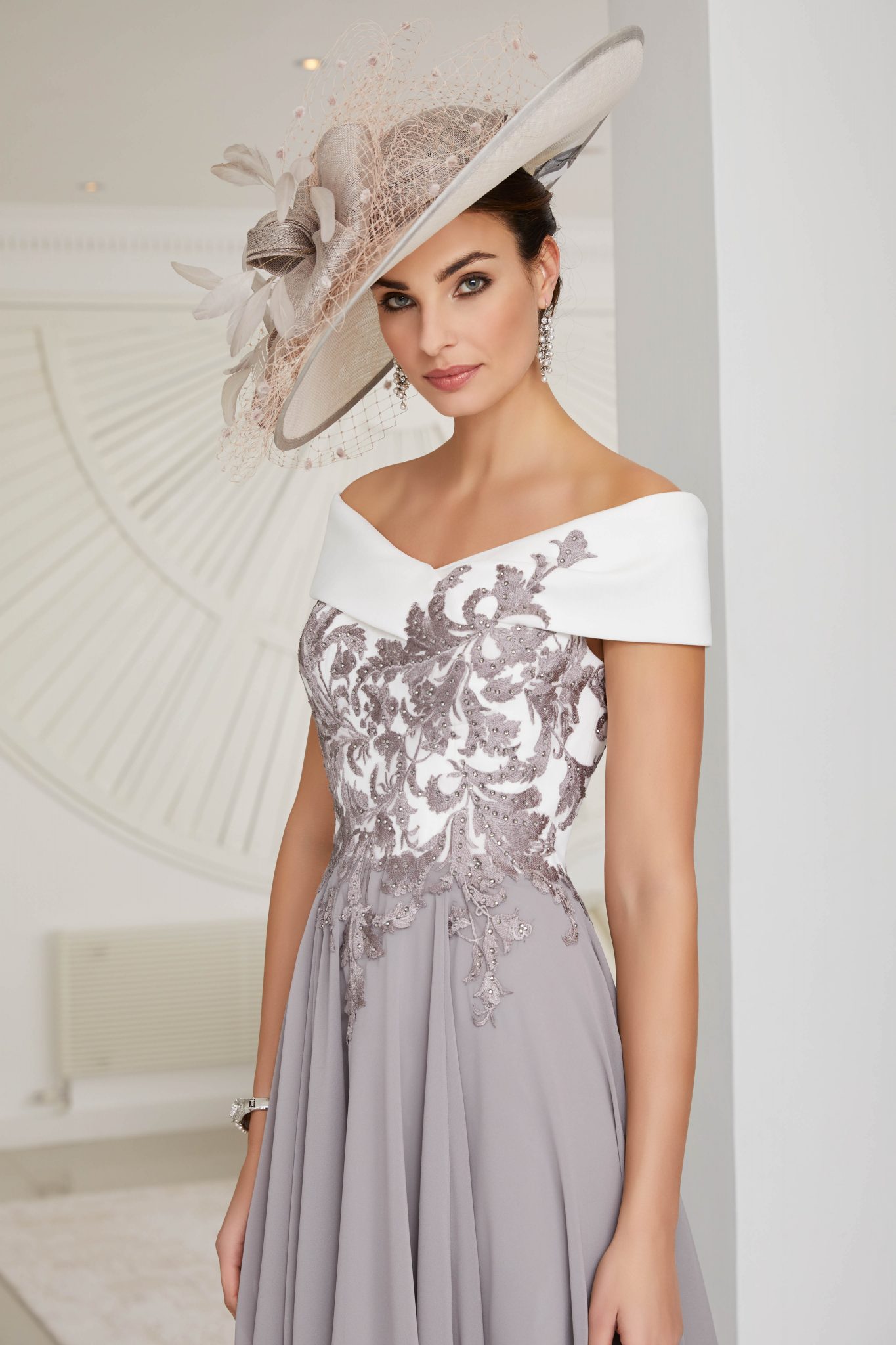 Mid Length Dress With Bardot Style Neckline 70483 Catherines Of Partick