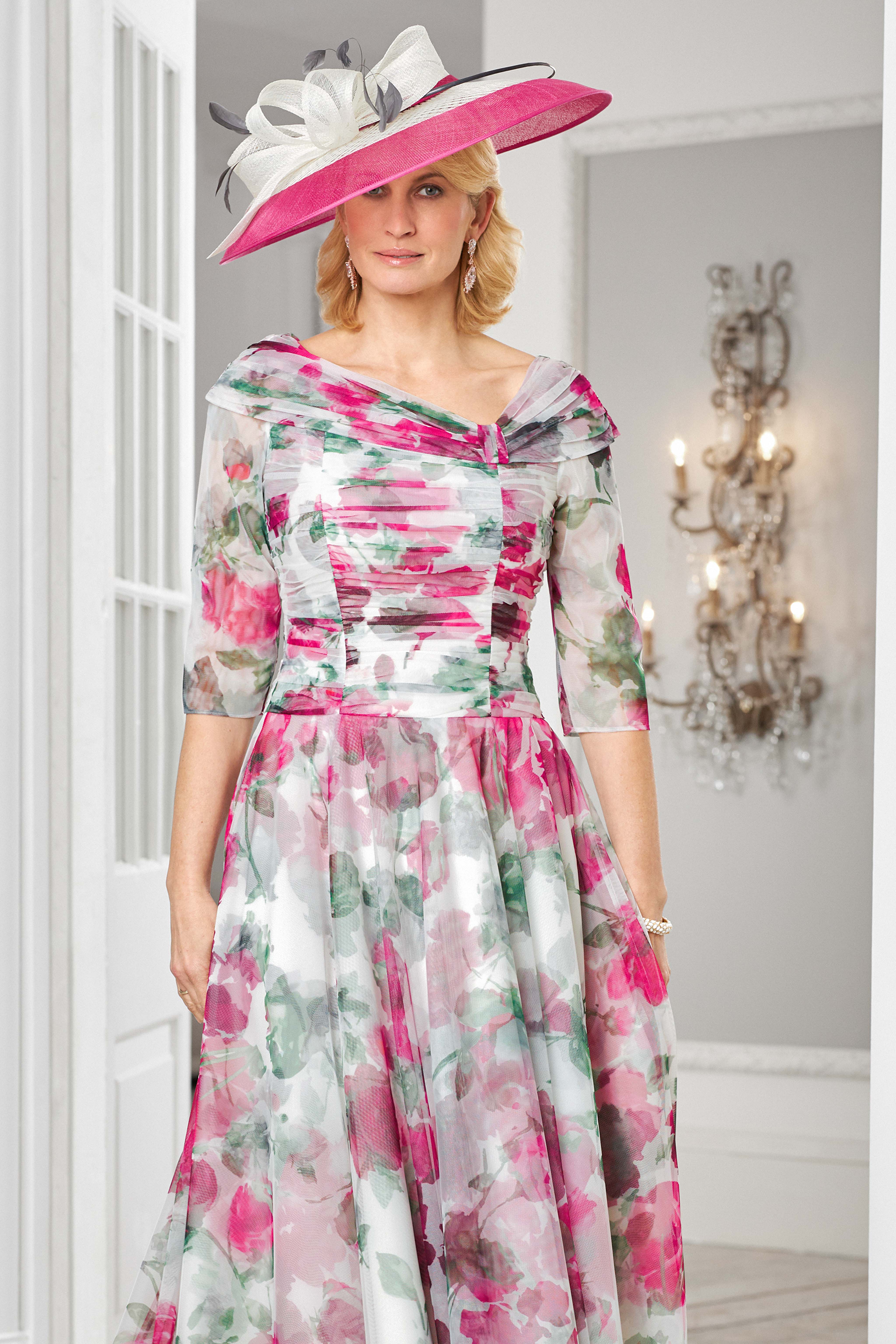 Wide neck dress with sleeves. 28985 - Catherines of Partick