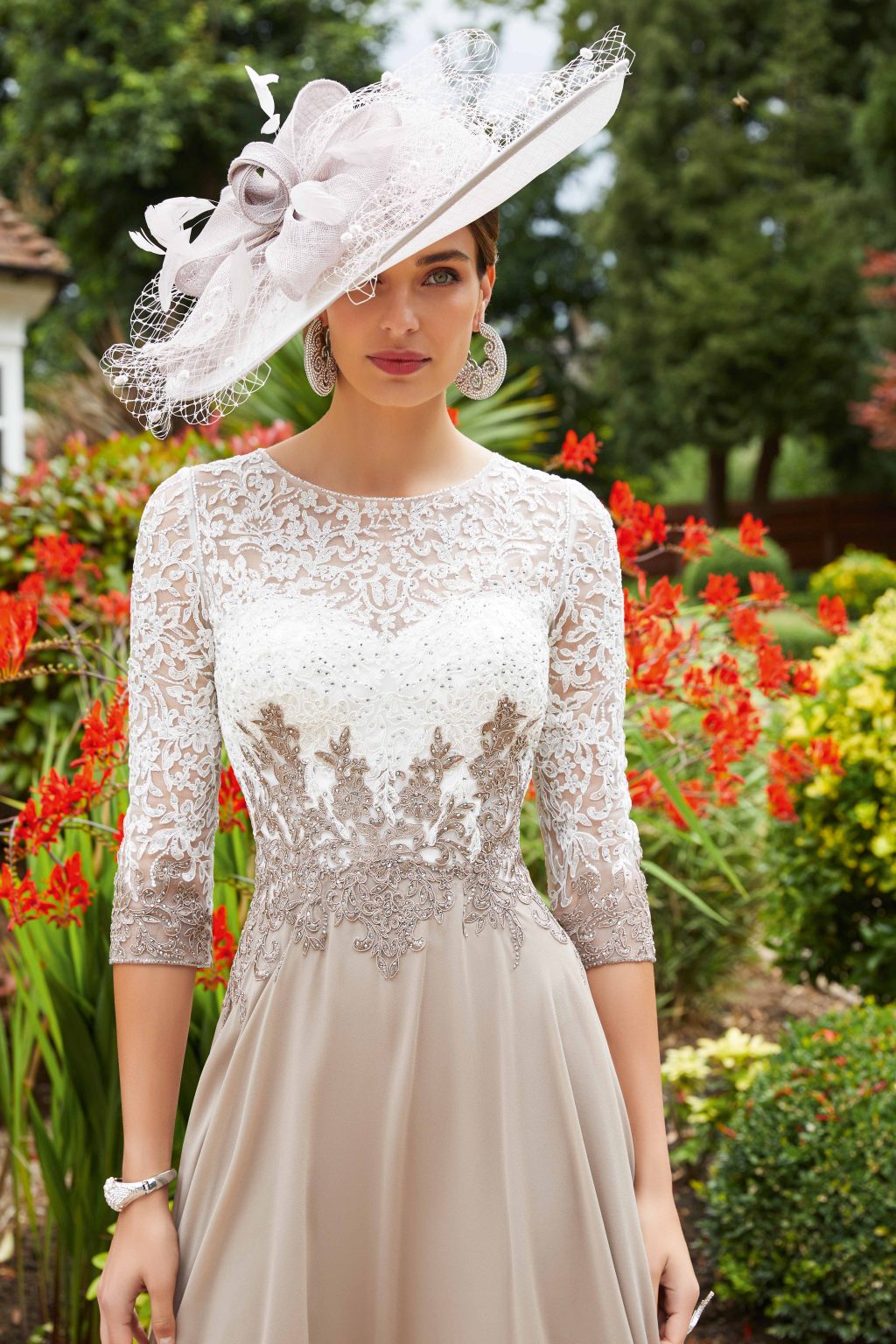 Mid length dress with lace bodice. 008264 - Catherines of Partick