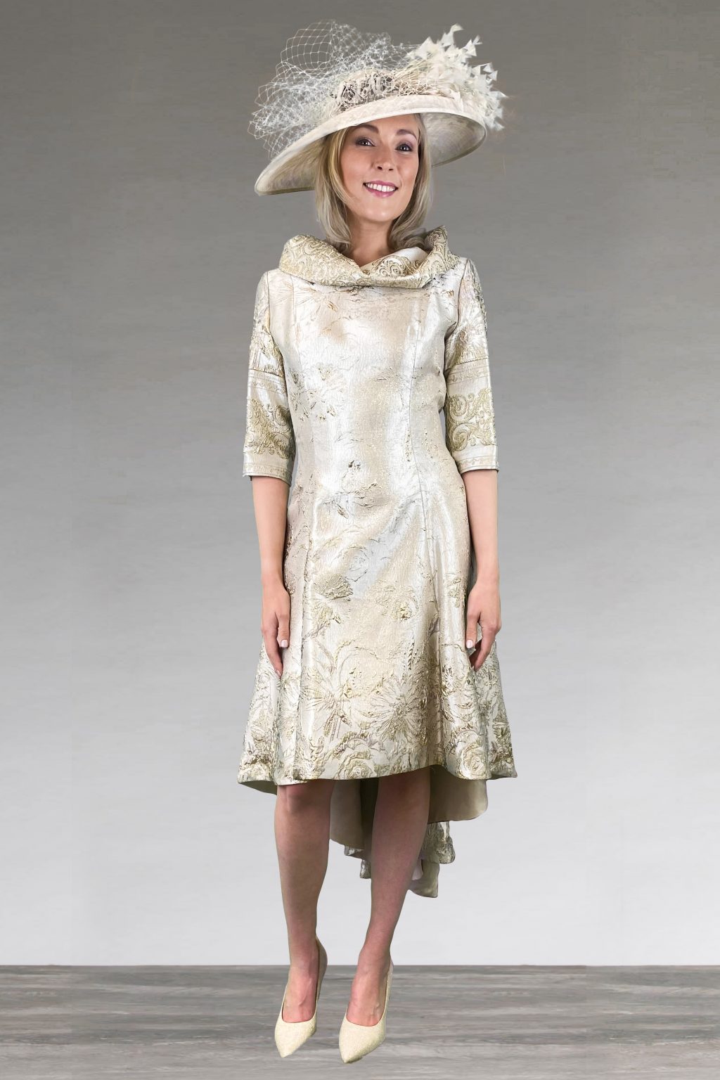 Dipped hem dress with sleeves.  17128 - Image 2