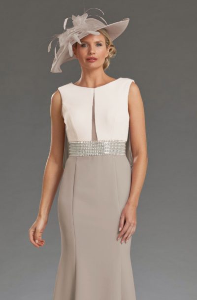 Mid Length Crepe Dress with Sleeves and Dipped Hem. 29830 - Catherines of  Partick