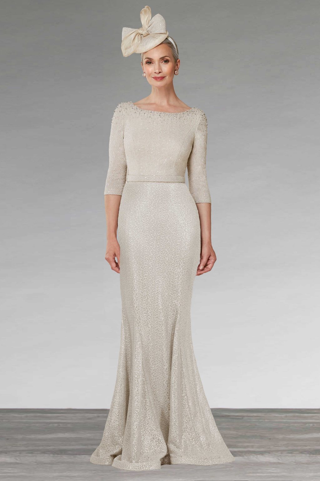 Full Length Fluted Dress With Cowl Back And Beading. 72962b - Image 2
