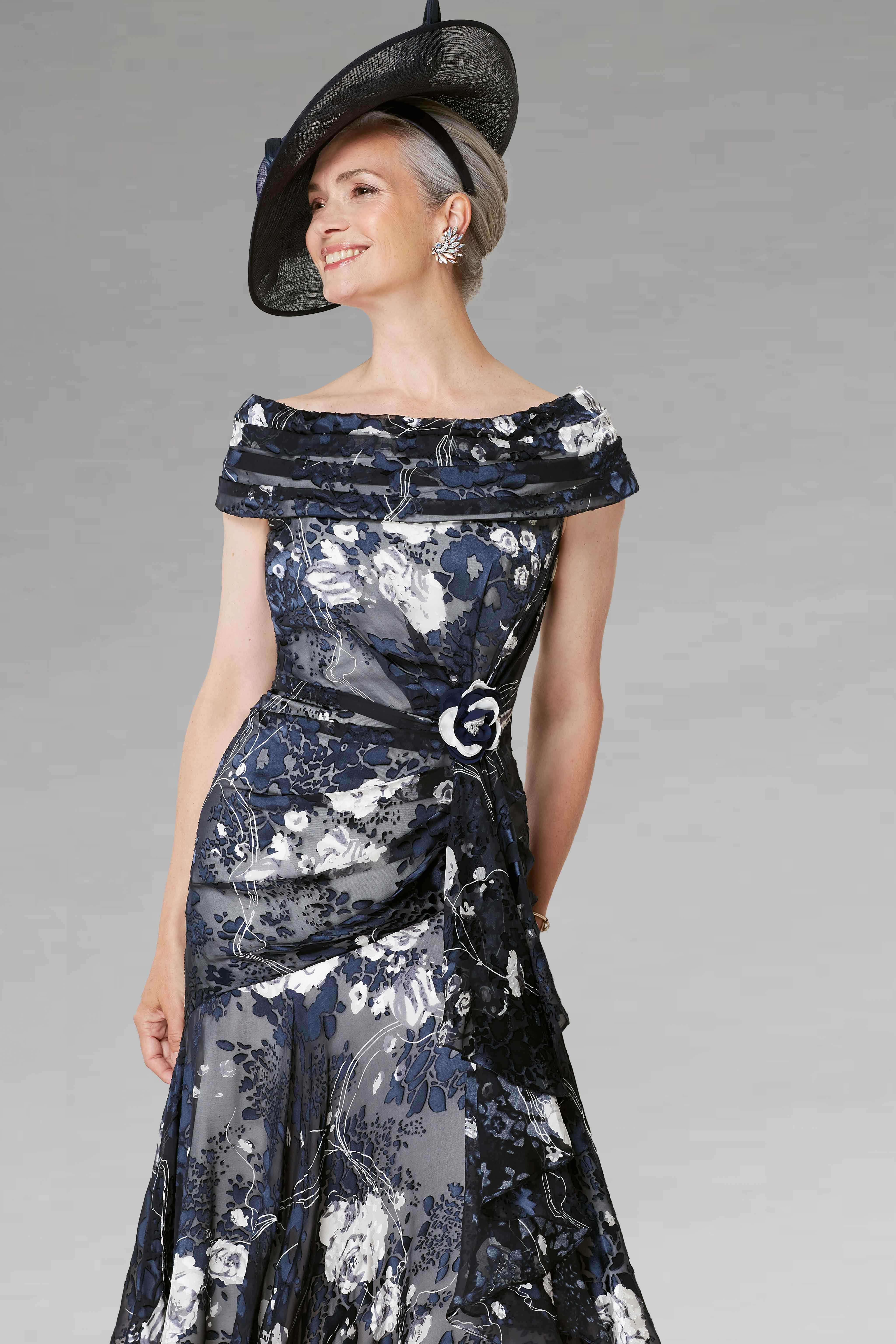 Midi Fluted Draped Dress. 72953 - Catherines of Partick