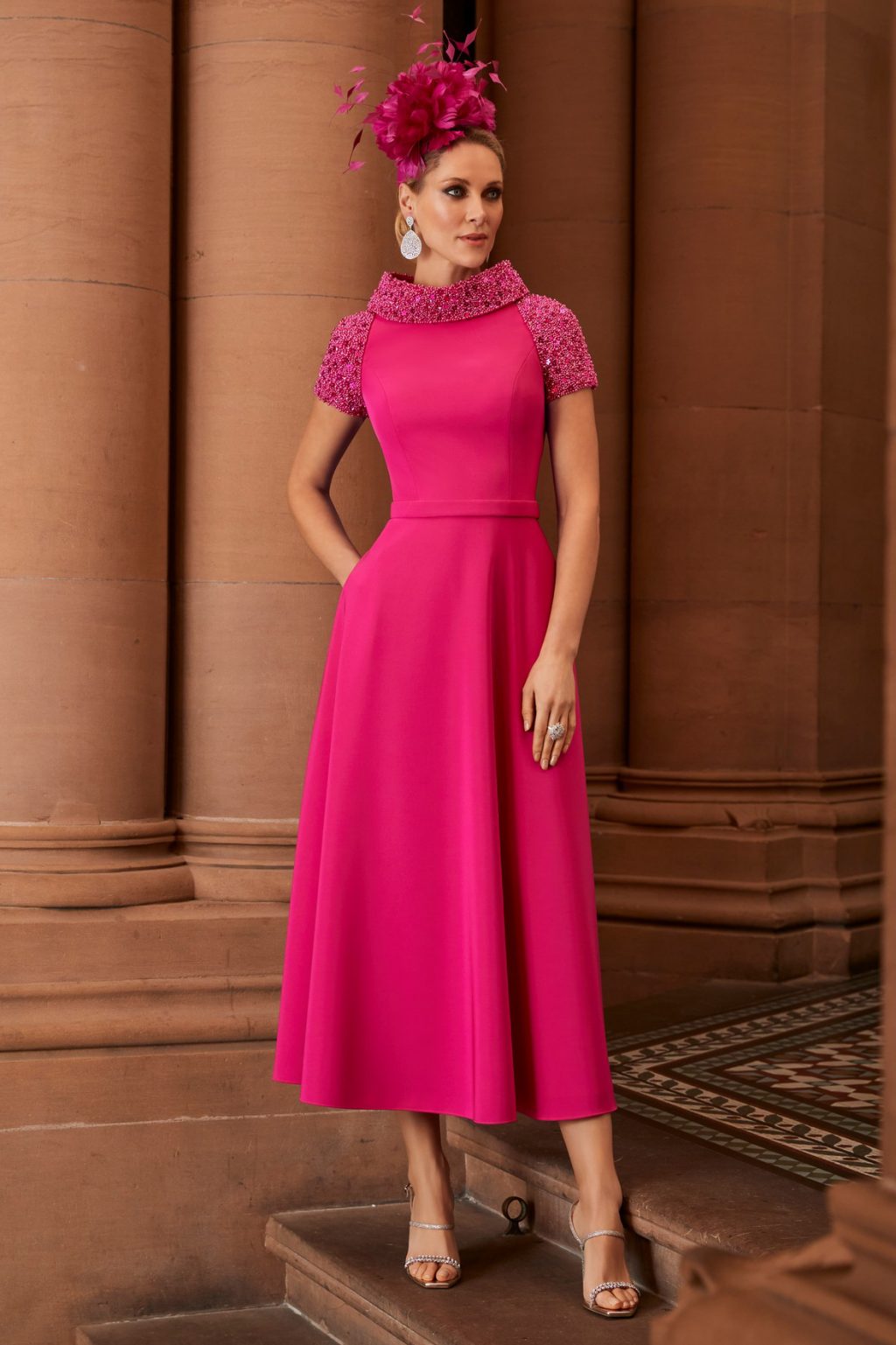 Full Skirted Dress With Beaded Collar.  008184 - Image 2
