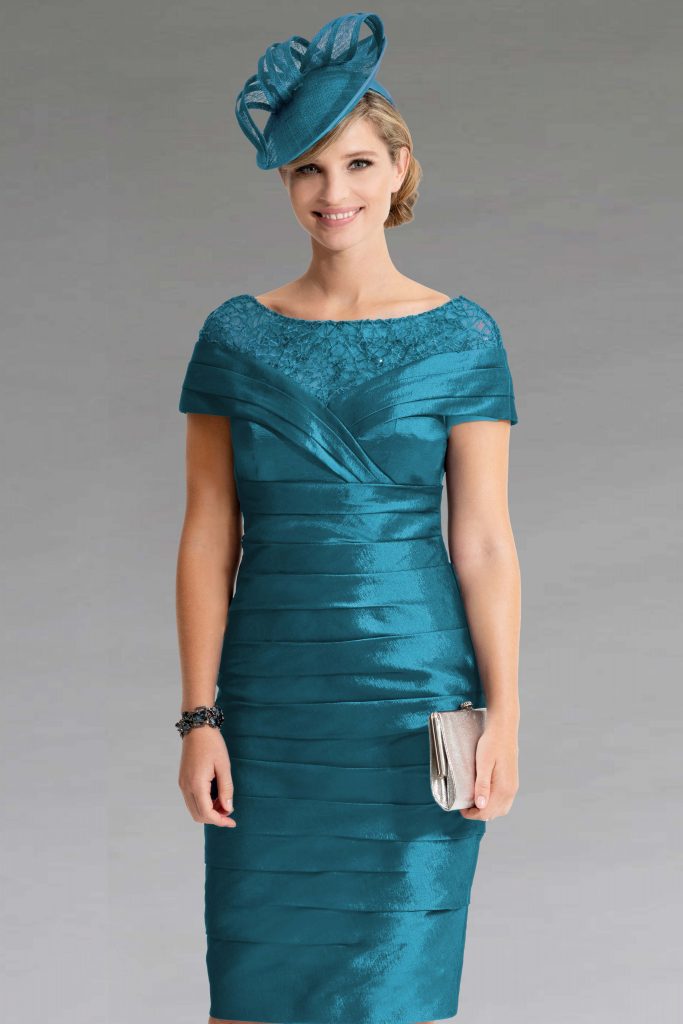 Short Fitted Dress With Beaded Neckline. 184 - Catherines of Partick