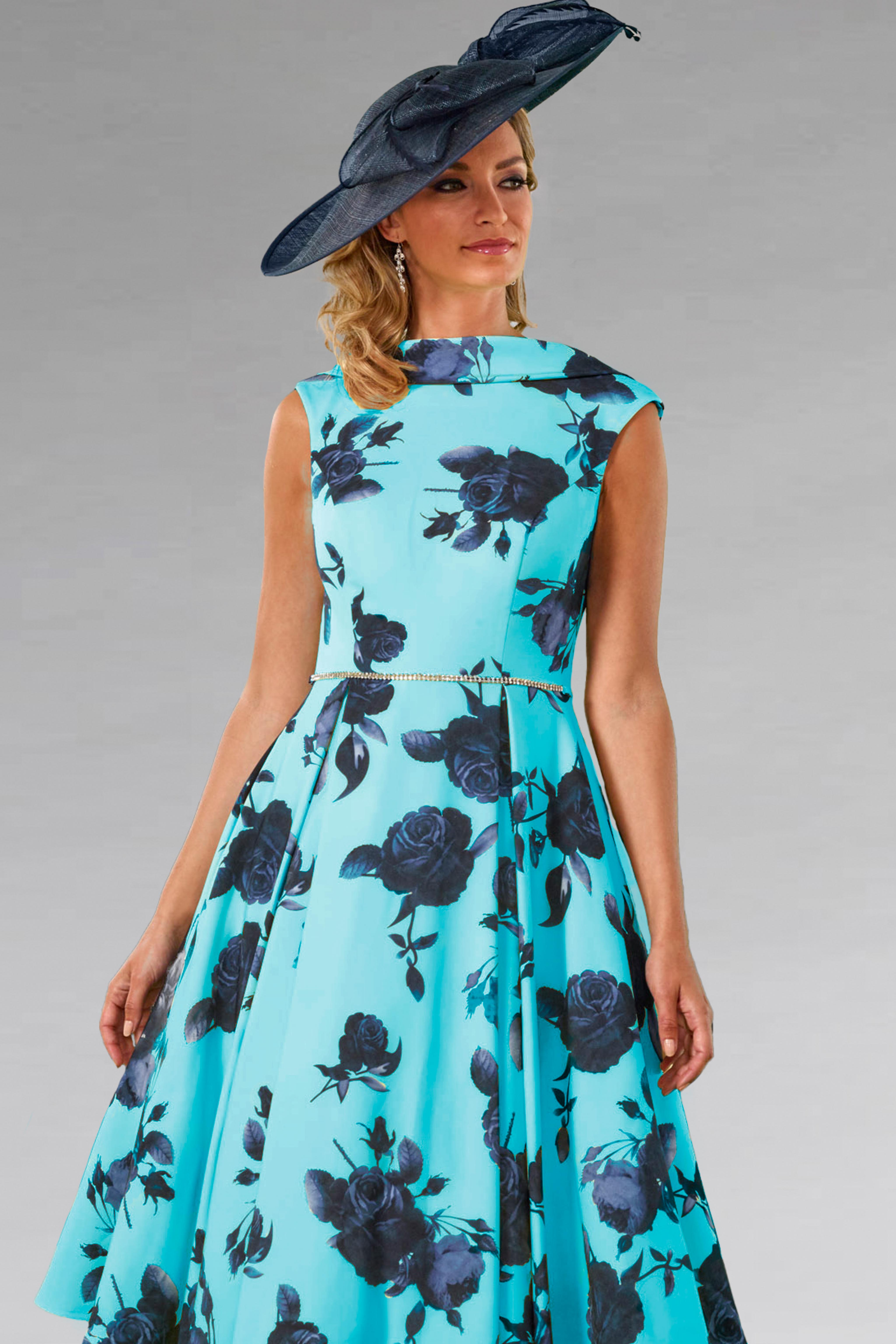 Short A Line Dress in Floral Print. VO3580 - Catherines of Partick