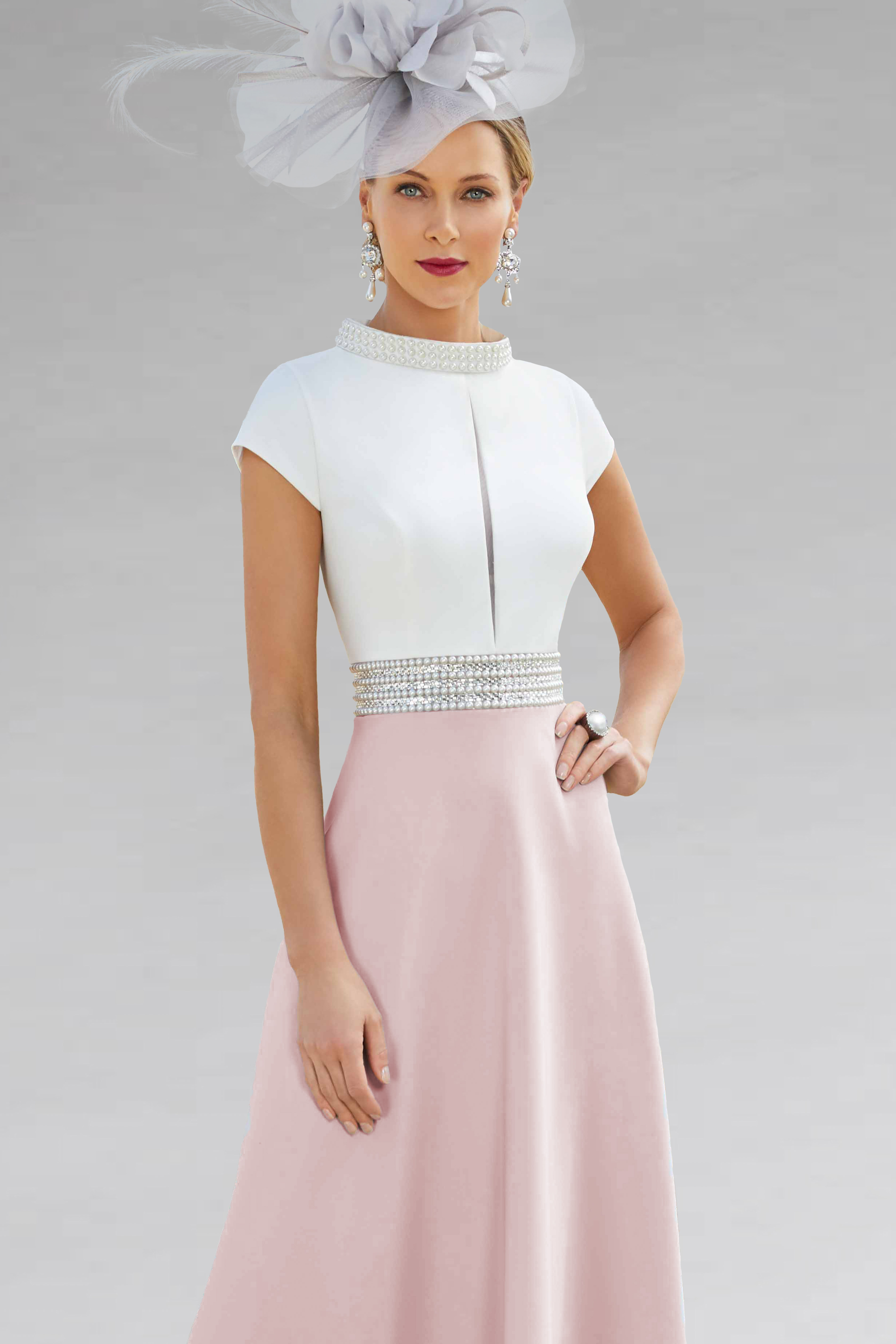 Mid Length Dress With Full Skirt and Sleeves 008173  Catherines of Partick